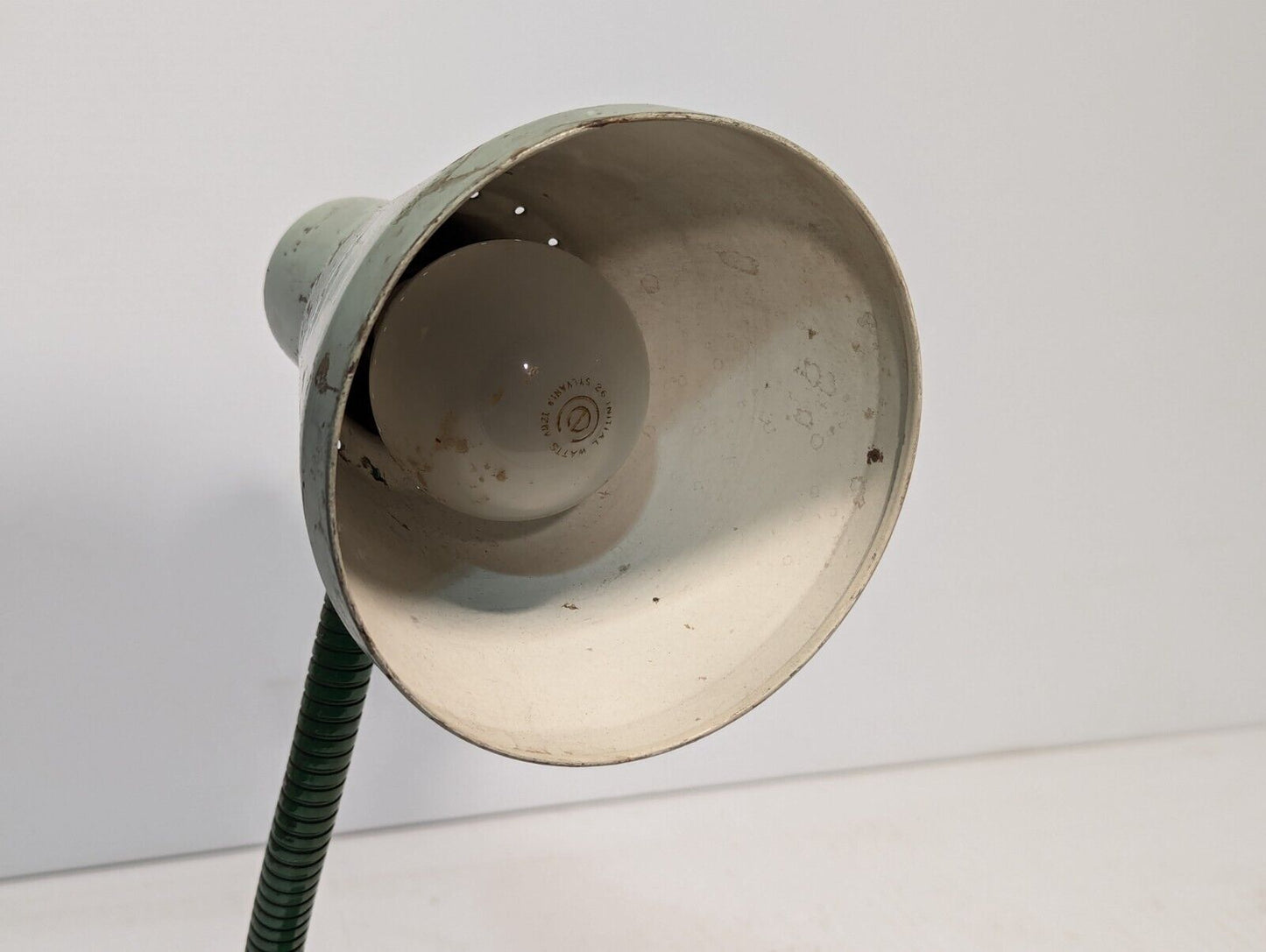 Vintage /DESK TABLE/ Gooseneck Lamp Metal Base, Glacial Green - Free Shipping