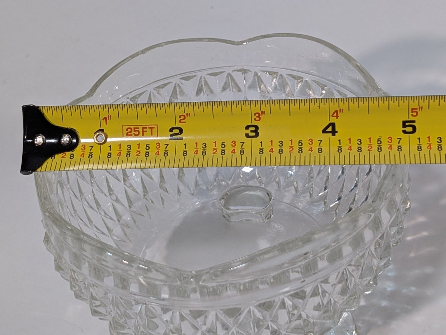 Vintage Indiana Glass Clear Diamond Point 3 Toed Candy Dish 5” x 3”