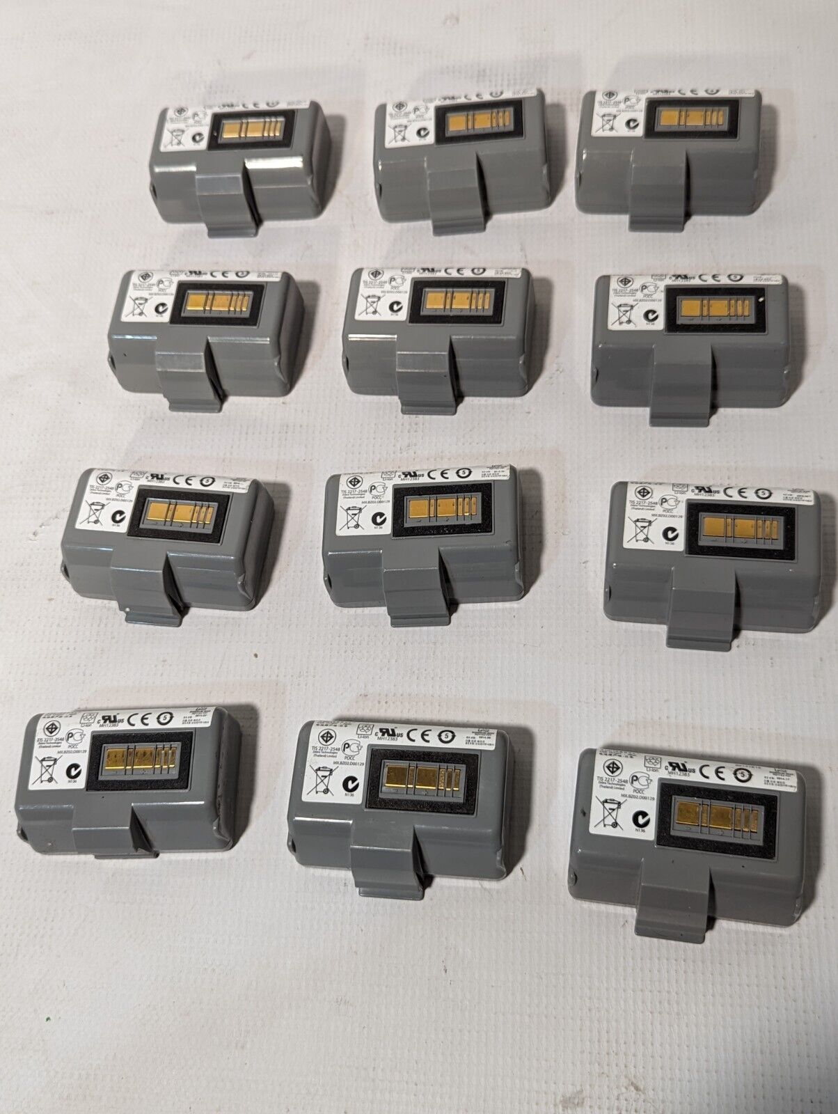Lot of 12 Zebra CT17407-1 Rechargeable Li-ion Batteries, 7.4v, 1900 mAh, 14.1 WH