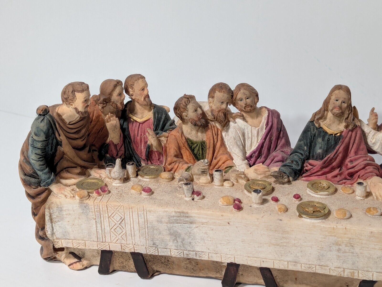 The Last Supper Jesus & Disciples Sculpture Christian Decor 14.5" L, 5" H, 4" W