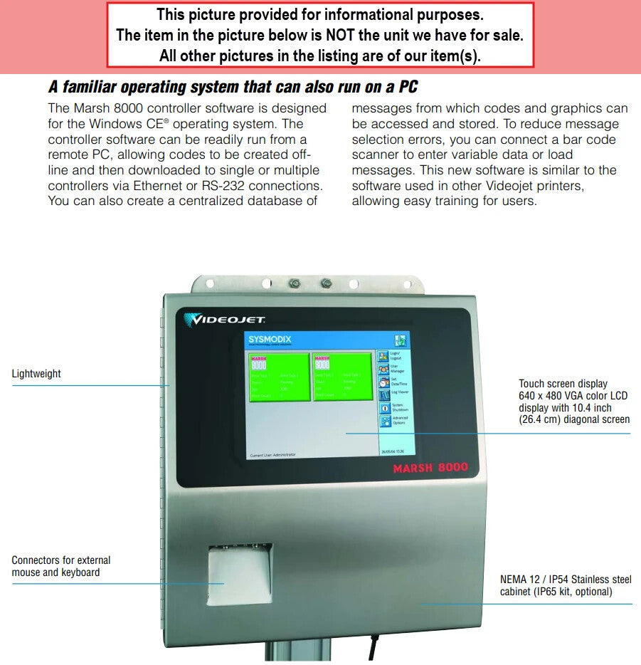 VideoJet 33800 Marsh 8000 Ultra High Resolution Controller for Printing System