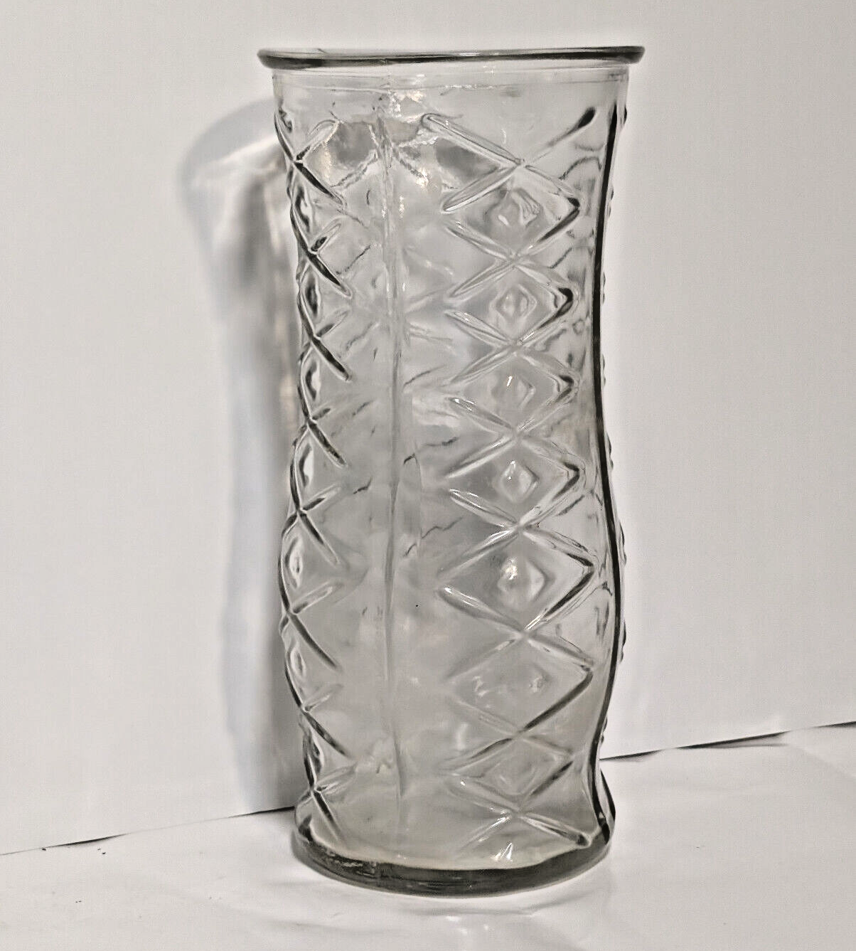 Vintage Imitation Brody Bud Vase Clear Glass, Diamond, Eye, 8.5" x 4"