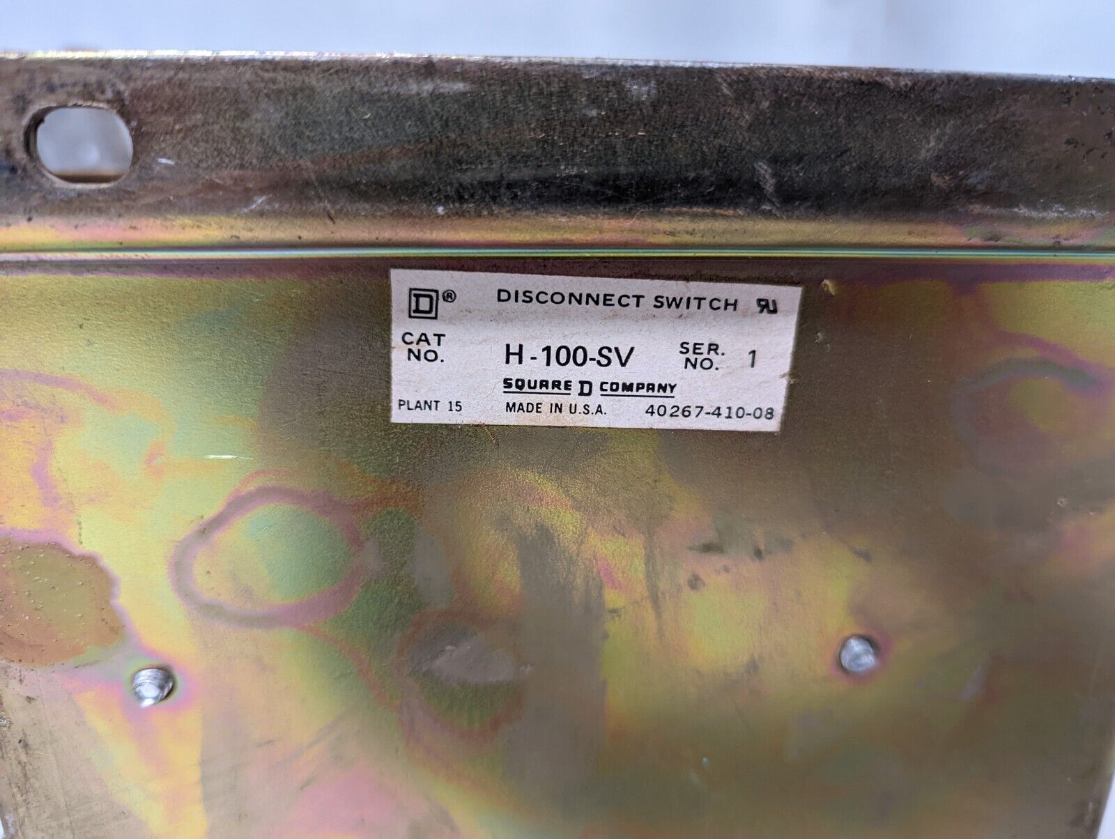 Square D H-100-SV disconnect switch, 9422TE2