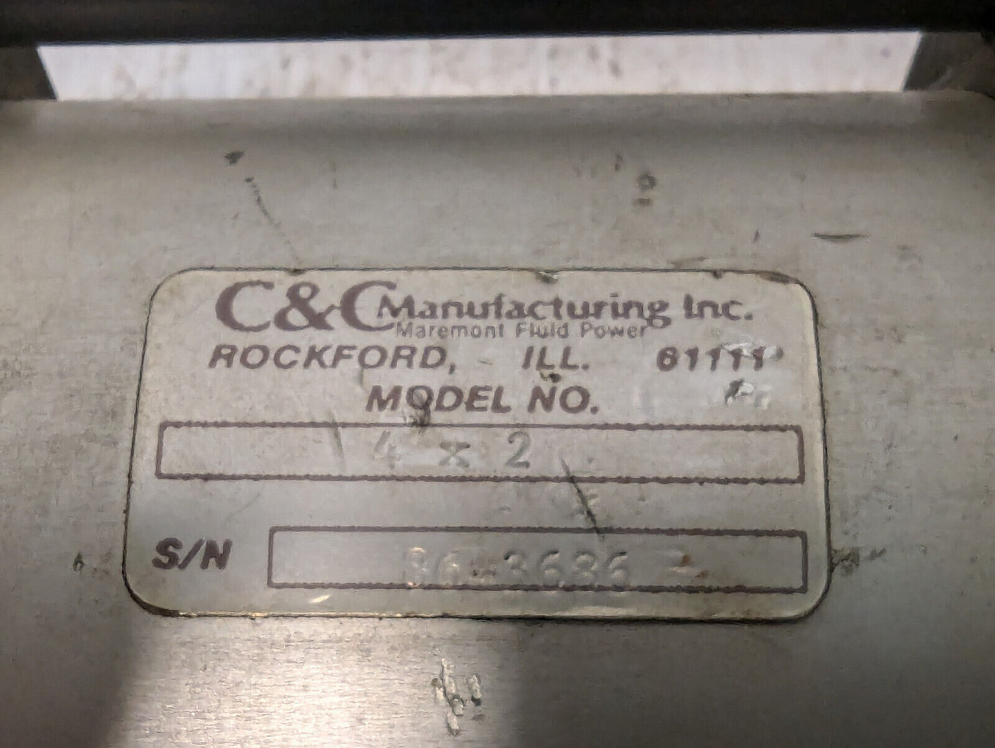 C&C Mfg 4" bore x 2" stroke cylinder, 863686, Made in USA, Free Shipping