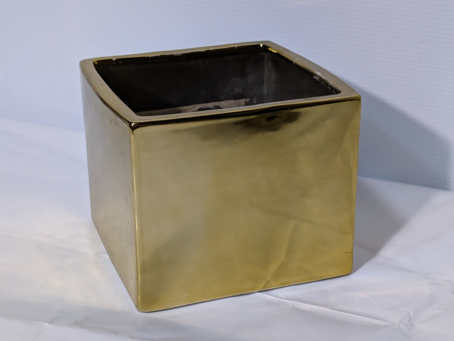 UCI Handcrafted Square Planter, Gold, 7.5" Wide x 7.5" Deep x 6.5" Tall