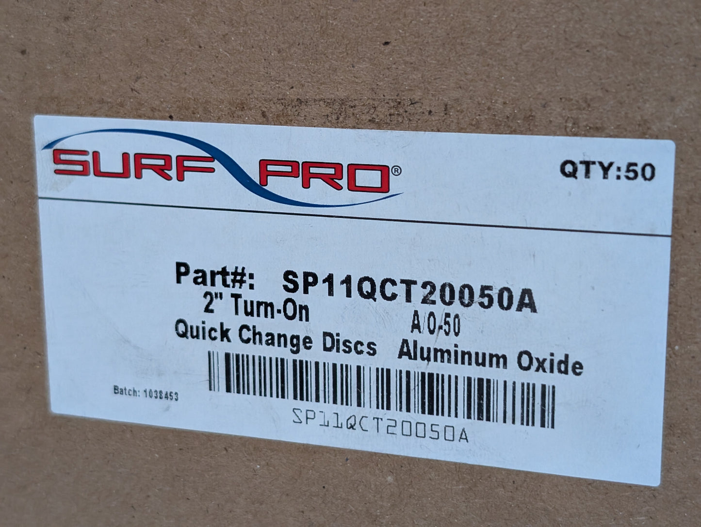 Surf Pro SP11QCT20050A Quick Change Discs, 2" Turn-On, Aluminum Oxide, 50 Ct Box