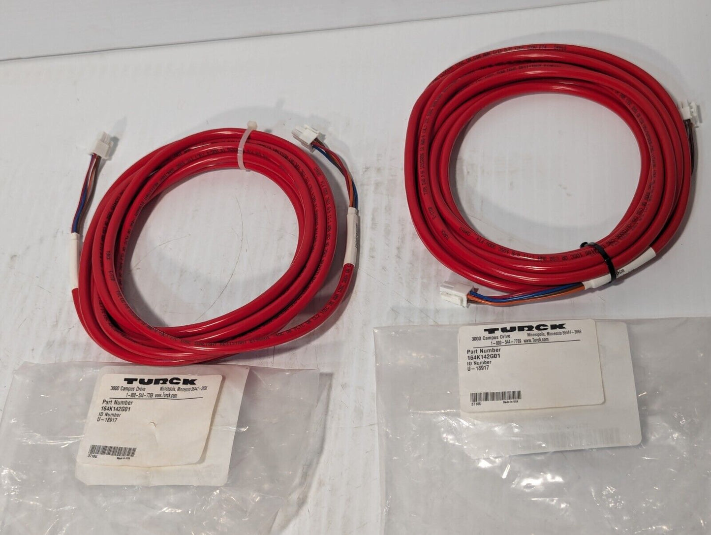 Turck U-18917 Cordset Cable 4 Pin Red Connector, 164K142G01 - Free Shipping