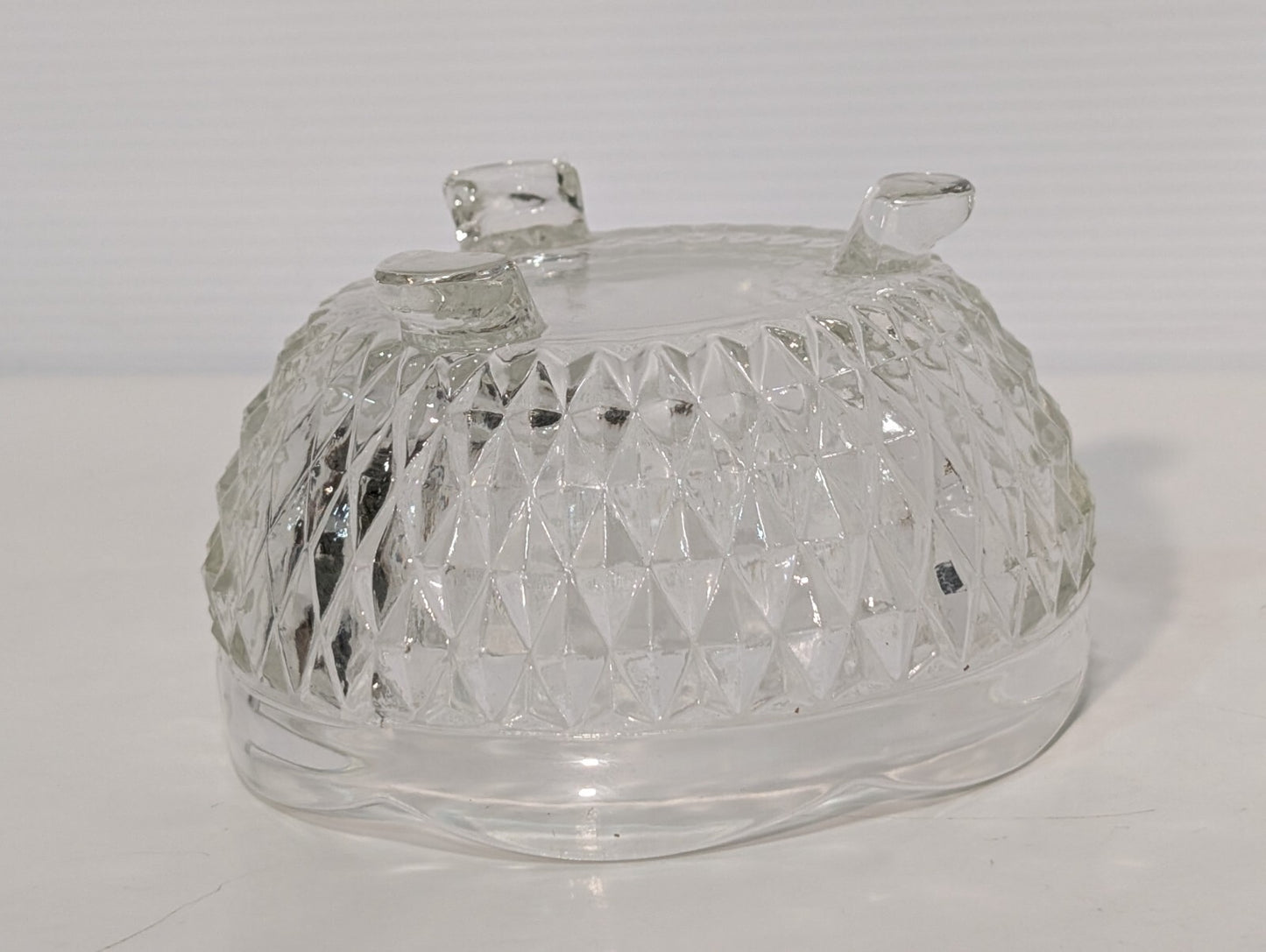 Vintage Indiana Glass Clear Diamond Point 3 Toed Candy Dish 5” x 3”