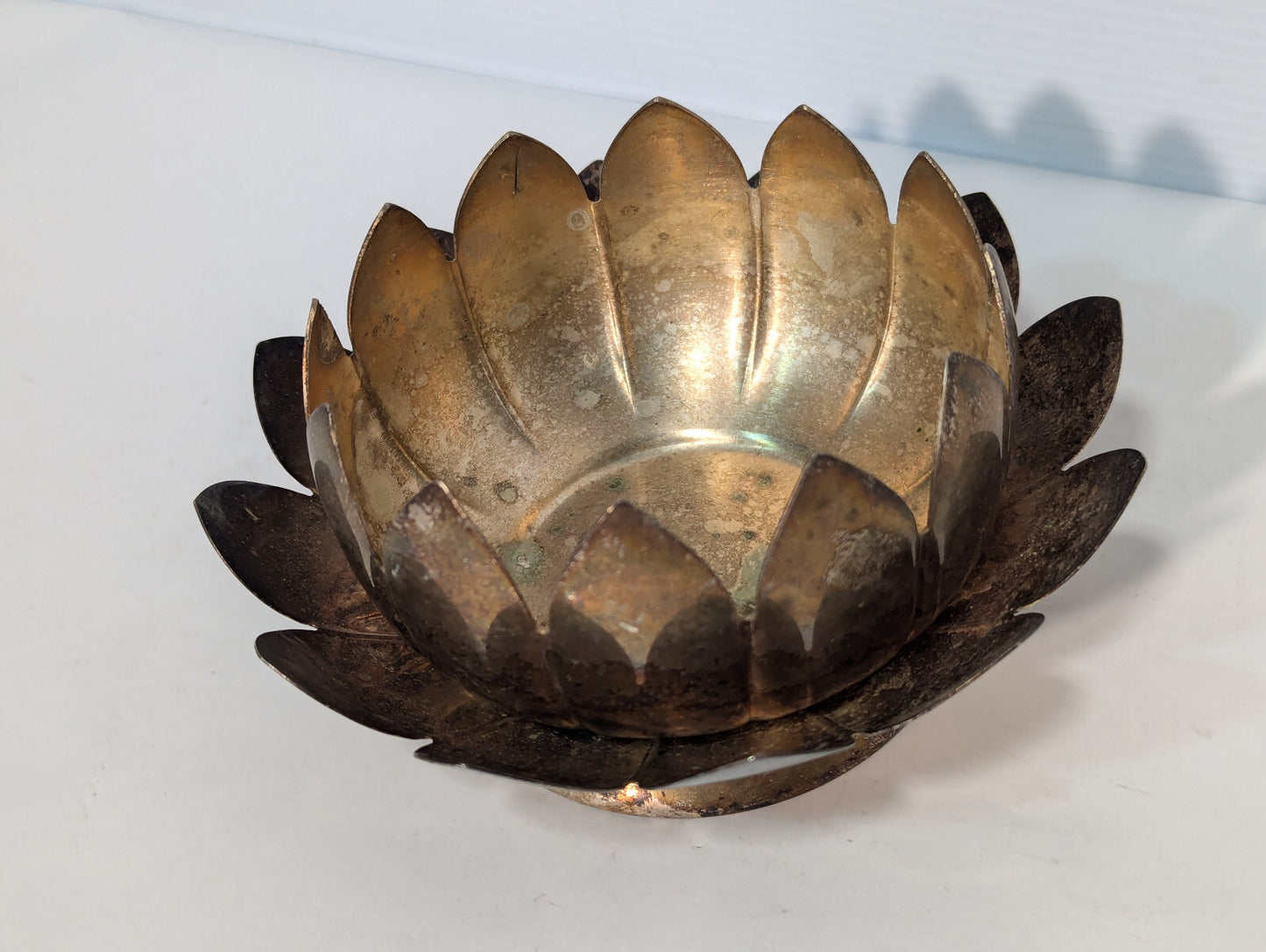 Vintage Brass Lotus Candle Holder Cone Incense Burner Dish Nested Removable Part