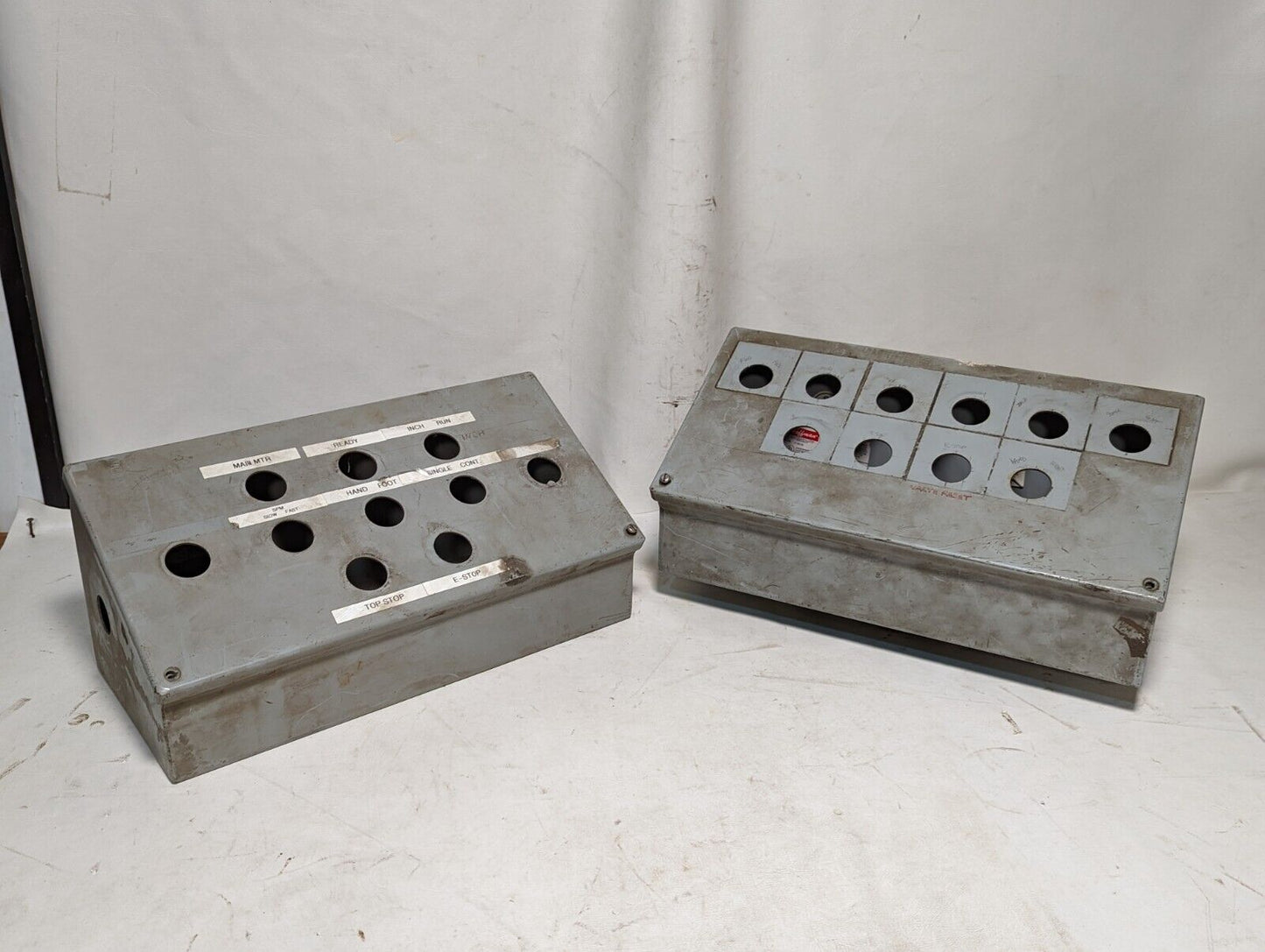 Hoffman C-8C16 industrial control panel enclosure, 10 pushbutton holes
