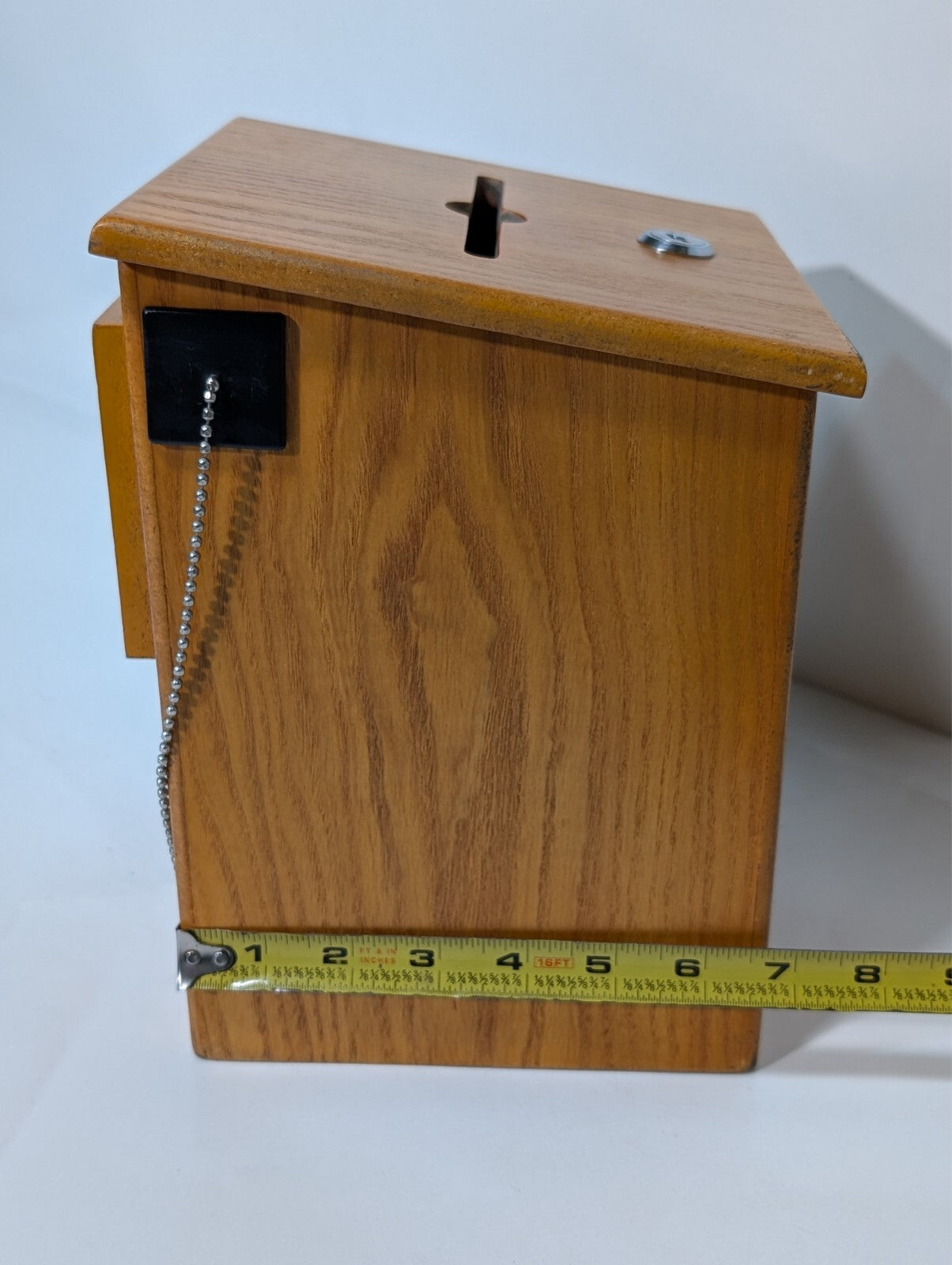 Wood Suggestion Donation Box with Lock Attached Pen 10" Charity Fundraising