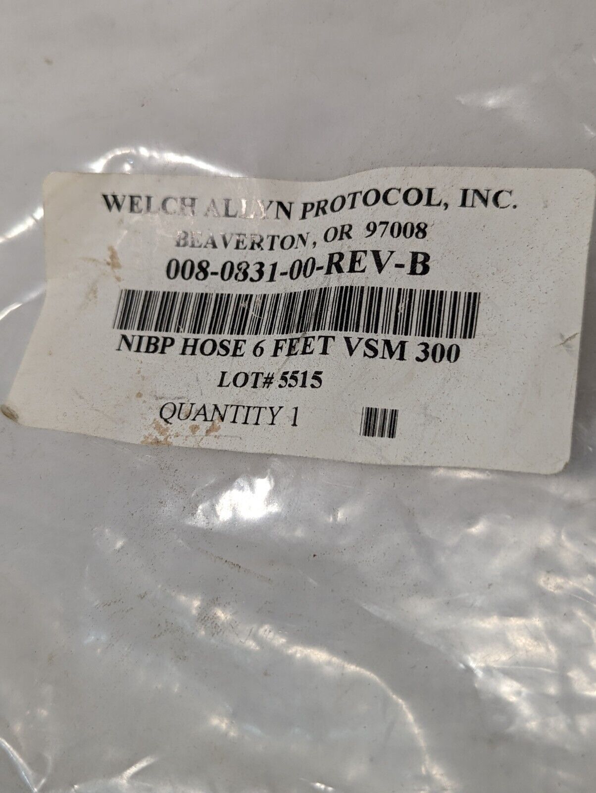 Welch Allyn 008-0831-00 NIBP Hose 6 Feet - Free Shipping