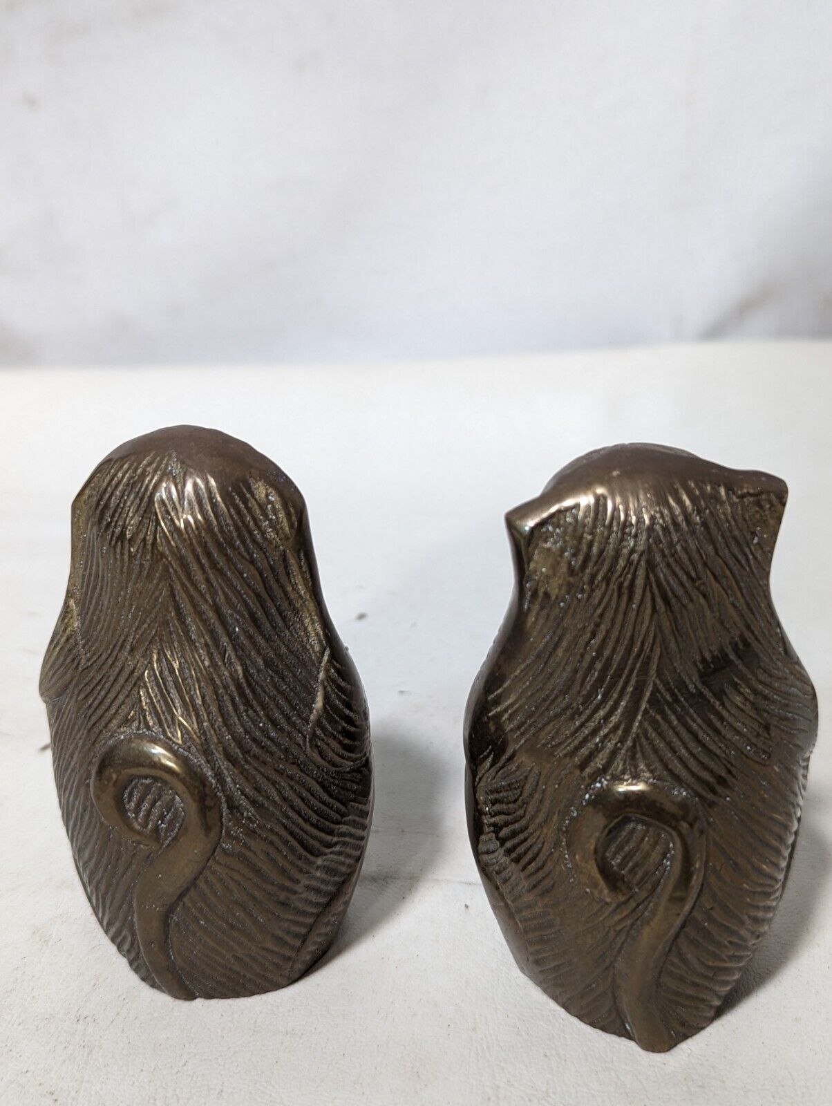 Sold As Pair \ Lot - Vintage Brass "No Evil" Monkey Figurines. 4" x 2" x 2.5"