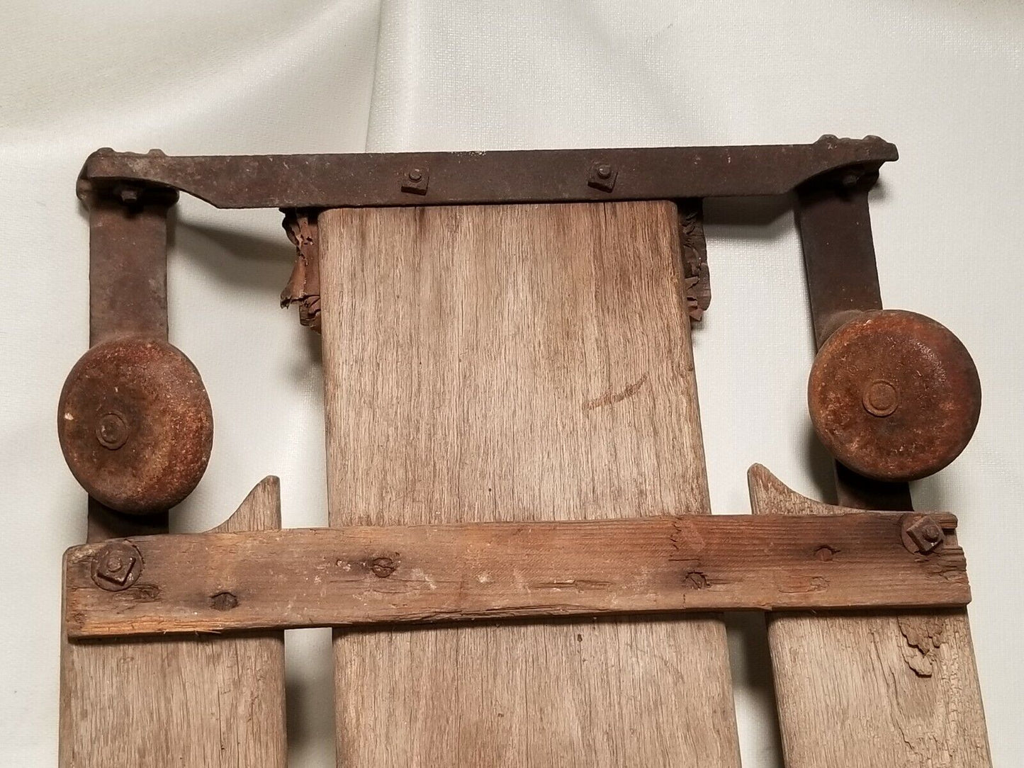 Antique mechanics creeper, wood, iron, 36" by 15"