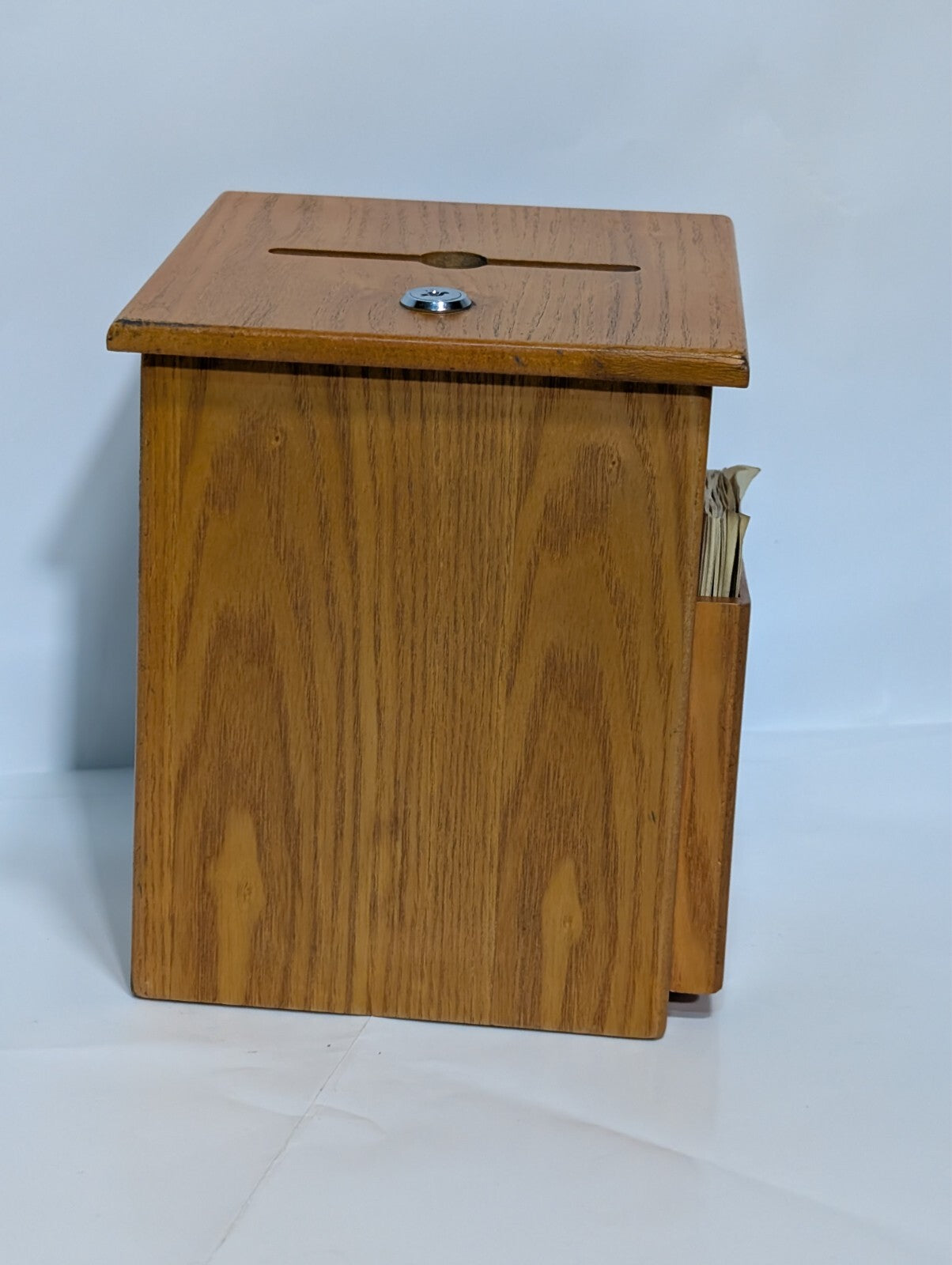 Wood Suggestion Donation Box with Lock Attached Pen 10" Charity Fundraising
