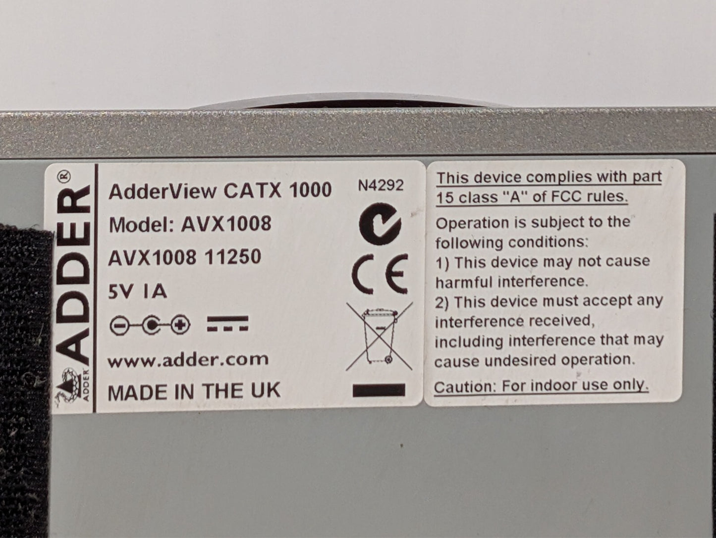 Adder Adderview CATX1000 AVX1008 1x8 KVMA Switch with Power Supply