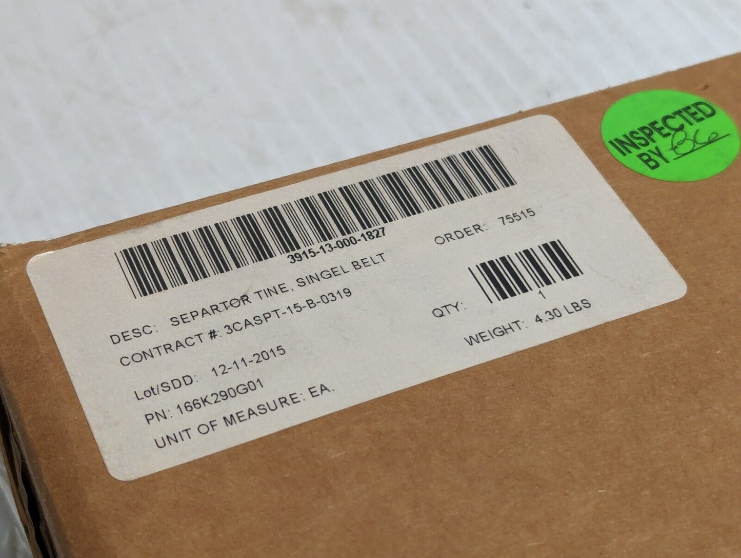 3915-13-000-1827 166K290G01 Single Belt Tine Separator - Free Shipping