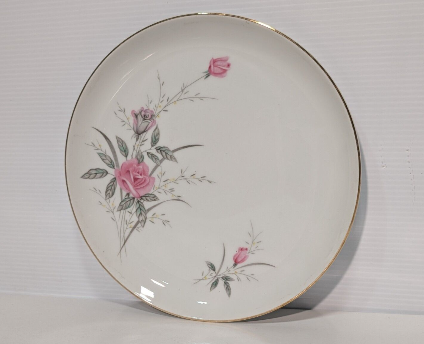 Vintage Golden Rose Fine China of Japan 10.25" Pink Rose Gold Trim Dinner Plate