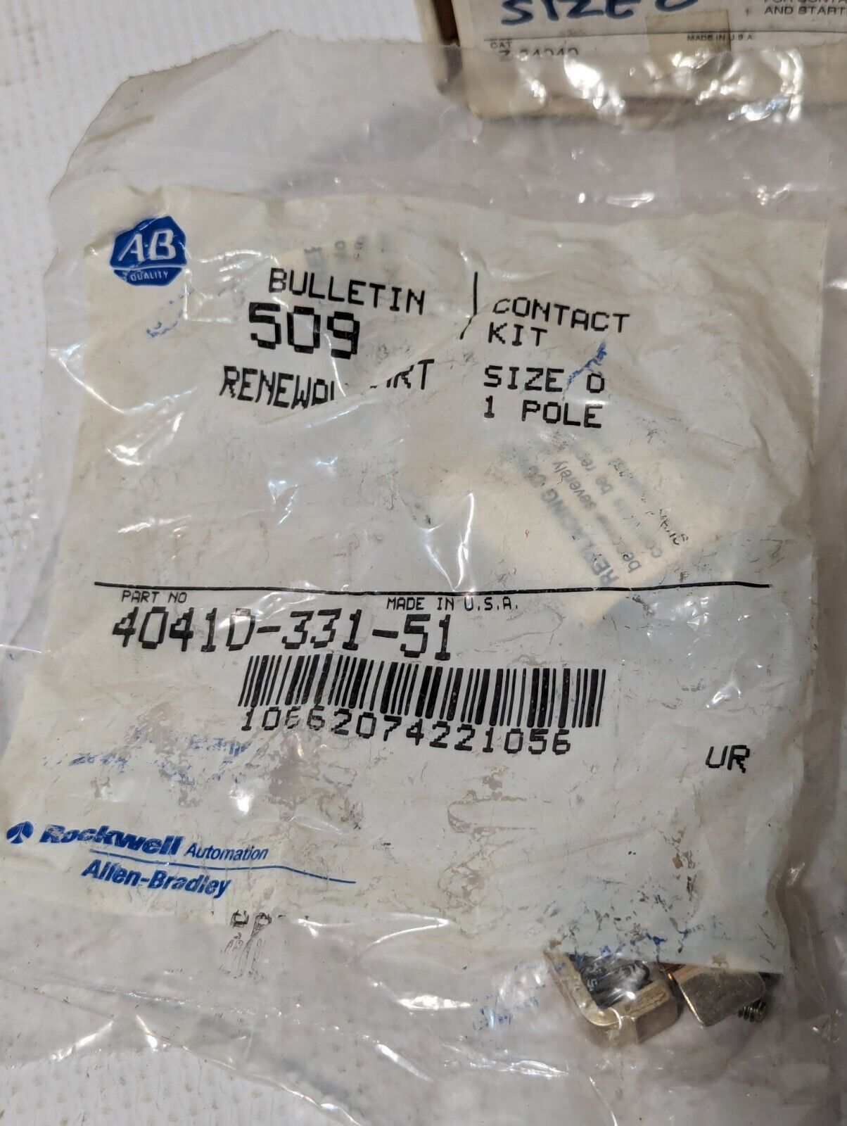 Lot of 1 Comp., 1 Inc Allen Bradley 40410-331-51 Contact Kit 1 Pole Bulletin 509