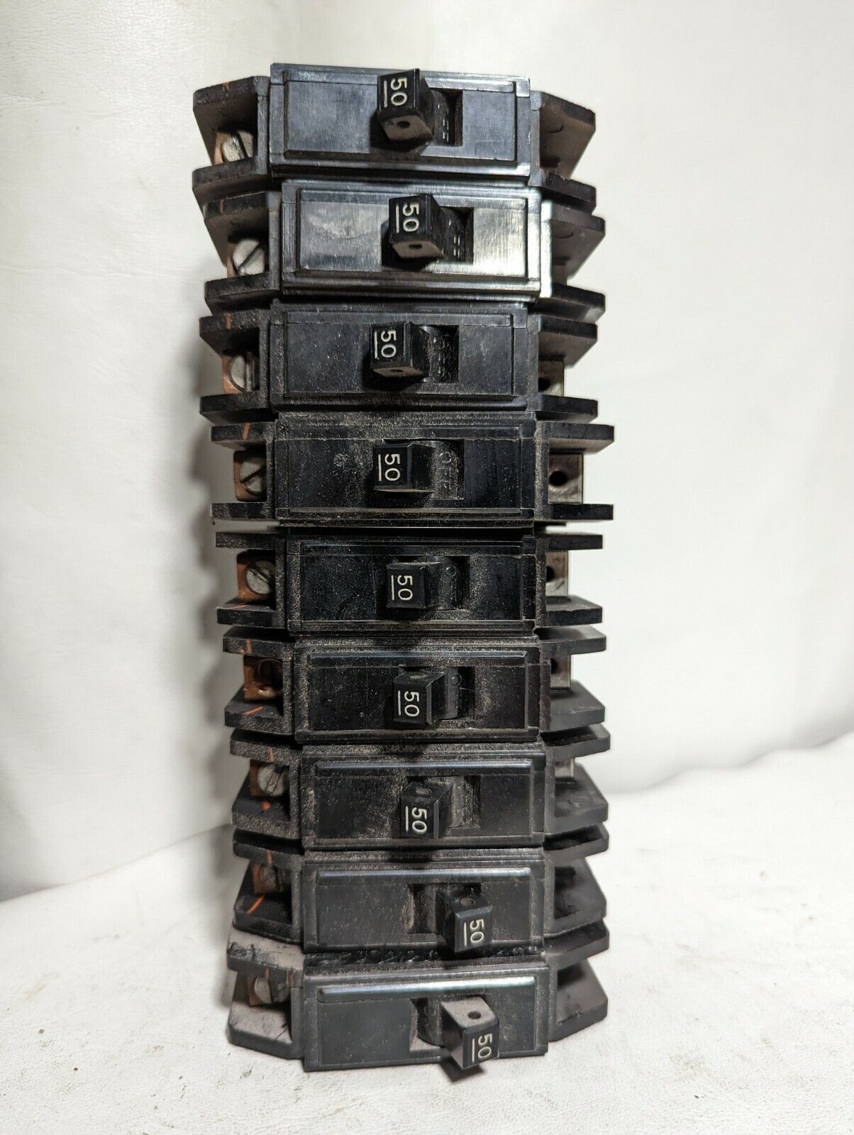 Lot of 6 Westinghouse QCL1050 circuit breakers, 50A, 1P, 120/240VAC, 1419816