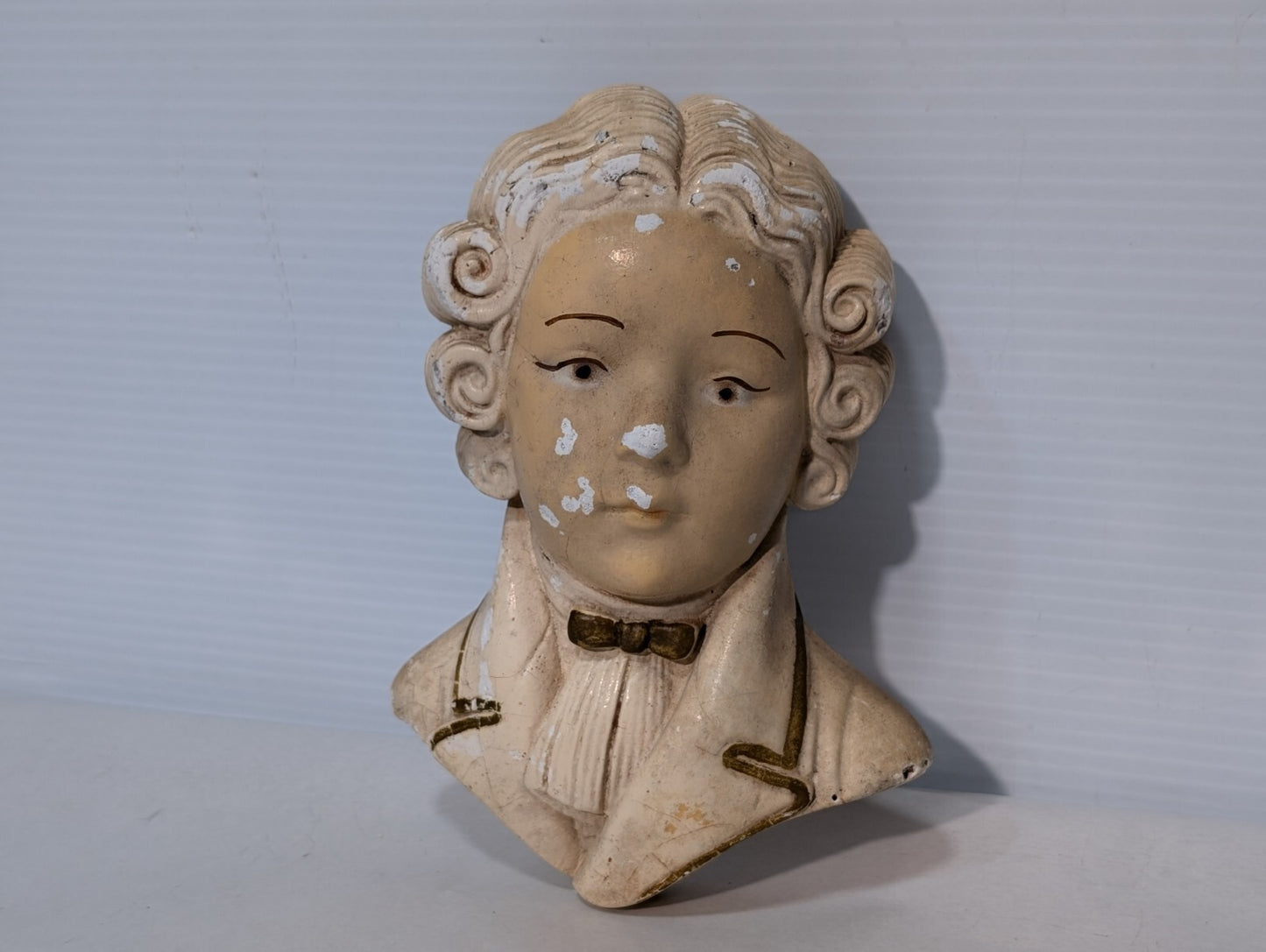 Vintage French King Louis Plaster 3D Bust Wall Plaque