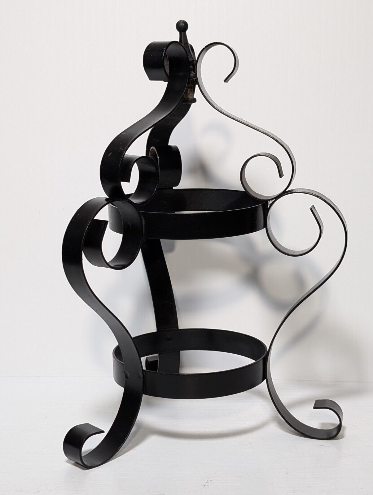 Vintage and Ornate Free-standing Wrought Iron Display Stand, 17" Tall x 11" Wide