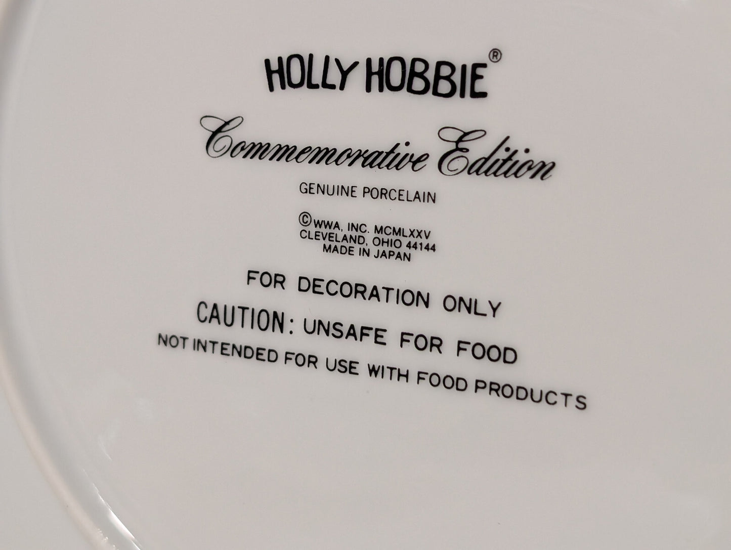 Vintage Holly Hobbie Mother's Day 1975 Collectable Porcelain Plate Made in Japan