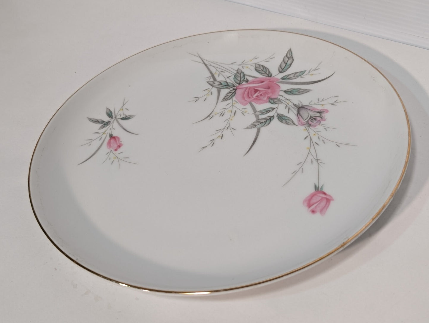 Vintage Golden Rose Fine China of Japan 10.25" Pink Rose Gold Trim Dinner Plate