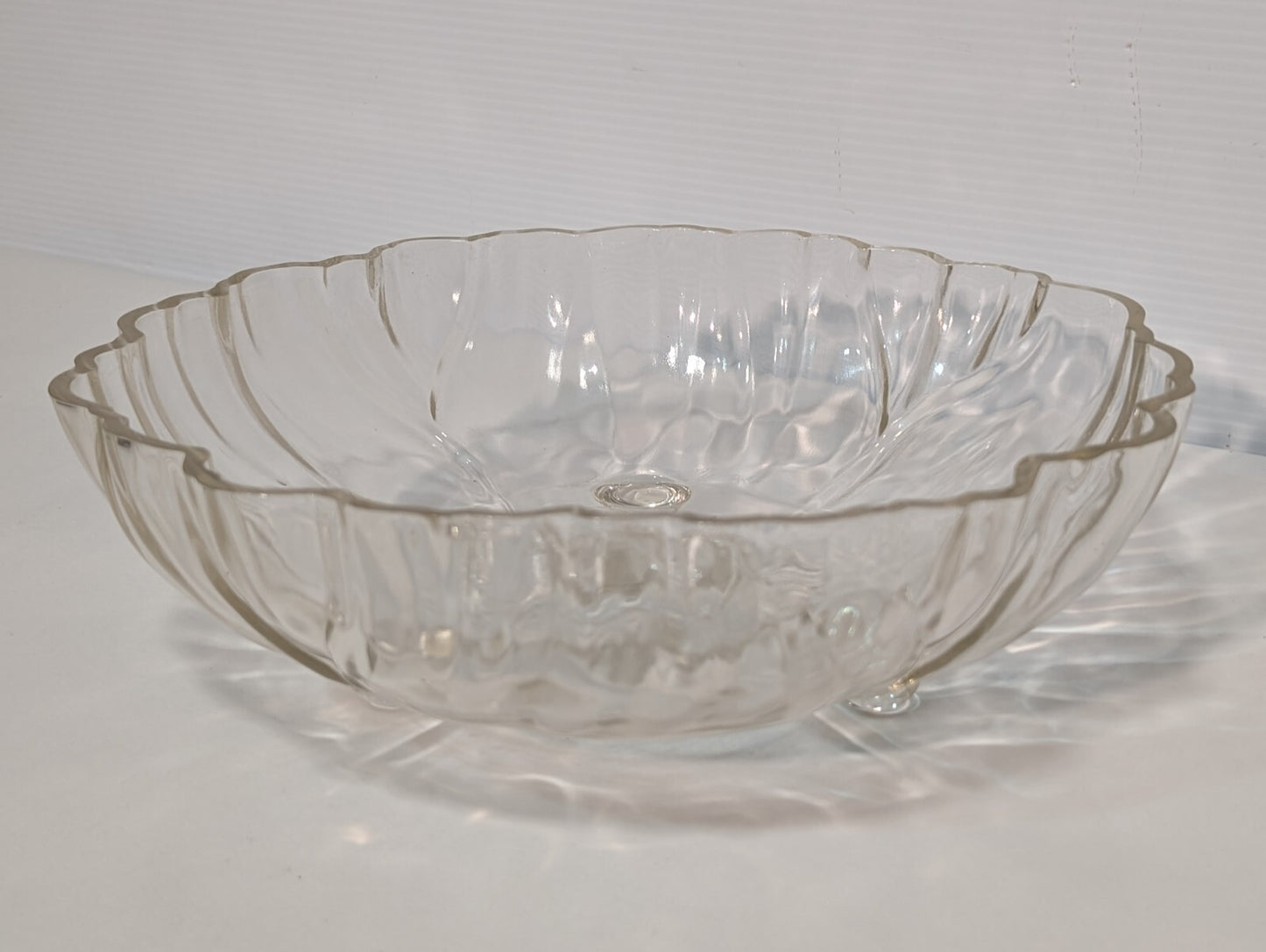 Vintage Indiana Glass 3-Footed Mid-Century Sunflower 11" Glass Bowl