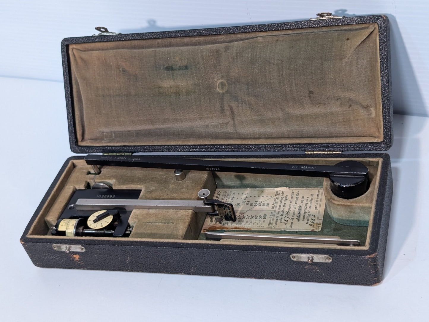 Vintage F. Weber - No 28993 Compensating Polar Planimeter with Hard-shell Case