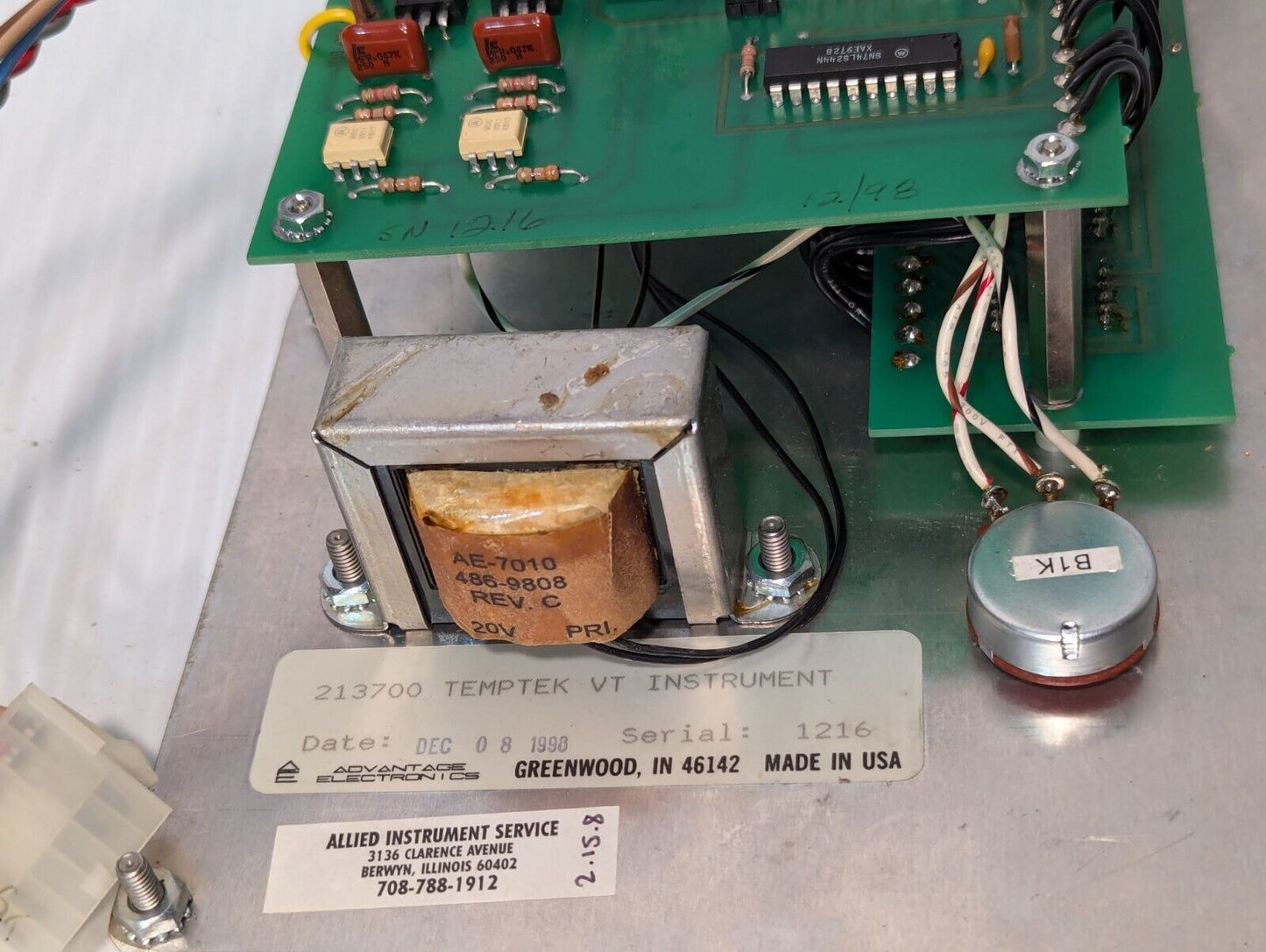 Advantage Electronics 213700 Temptek VT Instrument temperature control panel