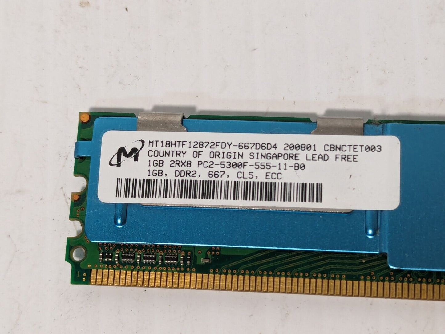 Lot of 2 Micron MT18HTF12872FDY-667F1D4 1GB DDR2-667MHz ECC DIMM-Free Shipping