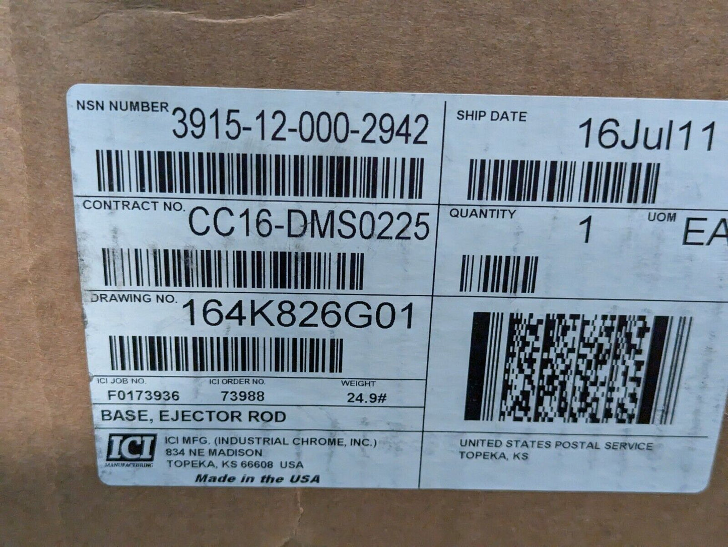 3915-17-000-2942 164K826G01 Ejector Rod Base - Free Shipping+Returns