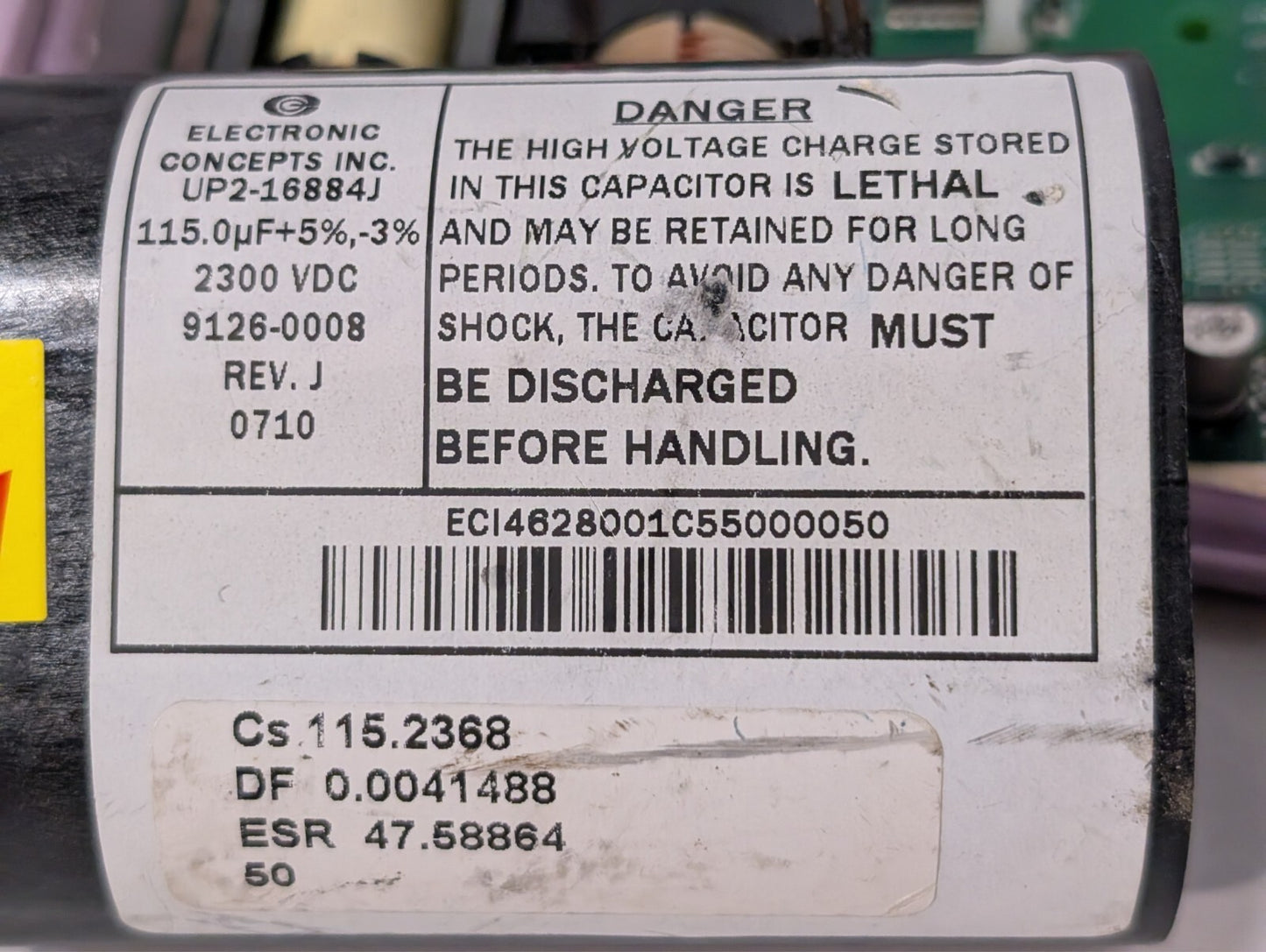 9300-0368 Rev D Circuit Board with Zoll 9126-0008 HV AED Capacitor