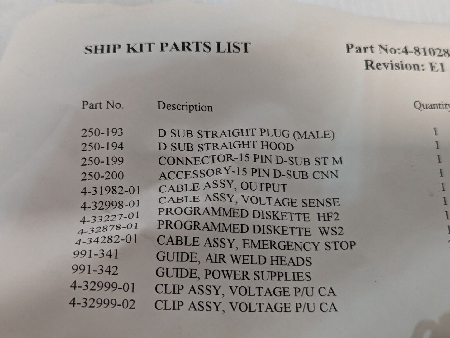 Unitek Miyachi Accessories and Cables, See Photo for PNs - Free Shipping+Returns