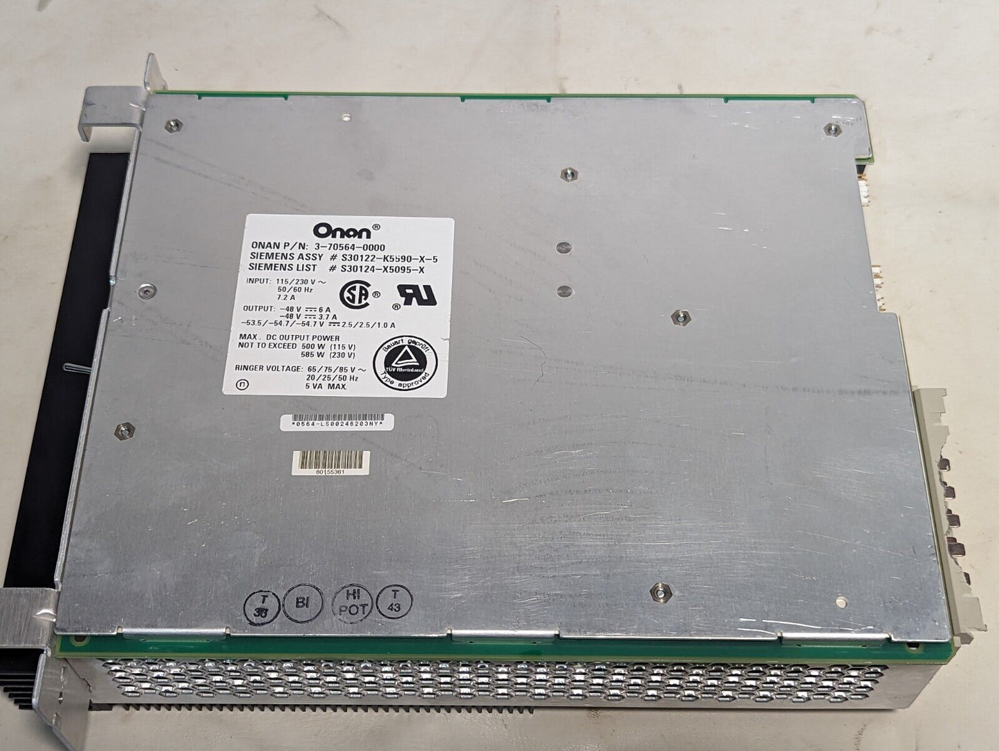 Onan 3-70564-0000 DC power supply, output 48VDC, input 115/230VAC