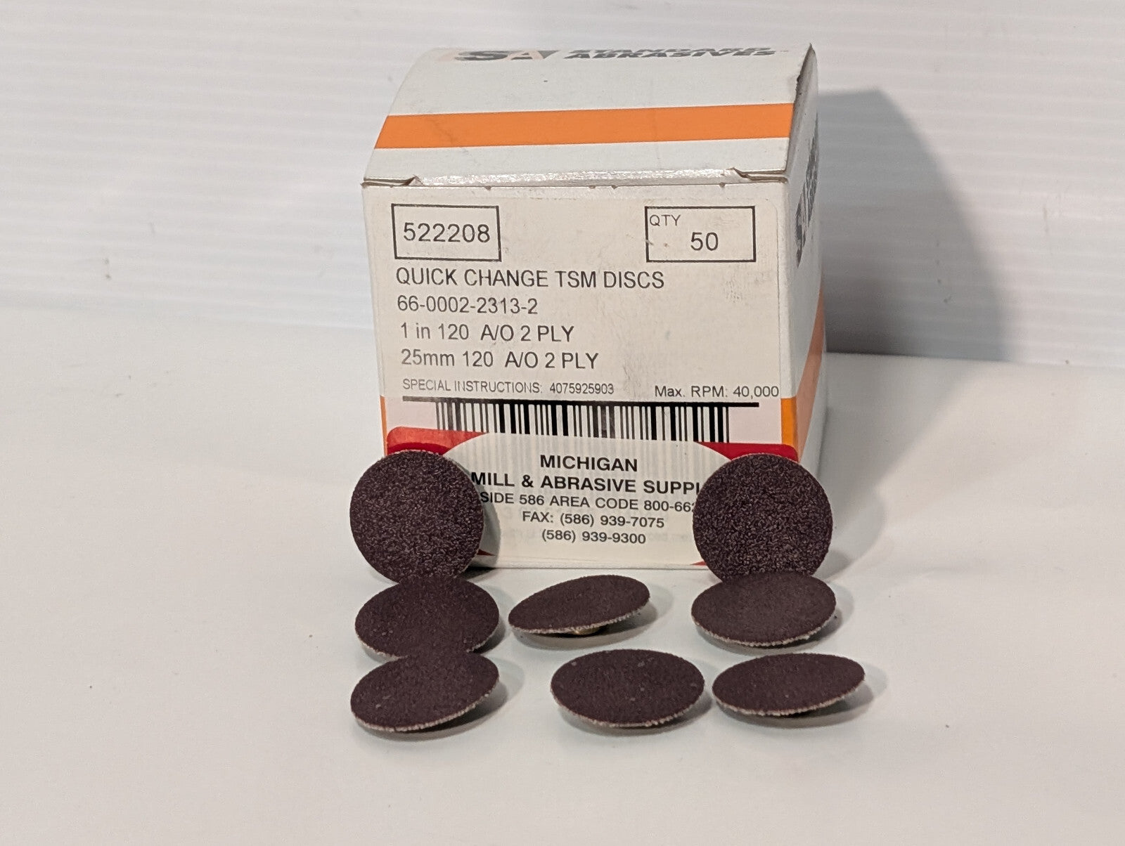 Standard Abrasives 50 Ct 522208 Quick Change TSM Discs 1", 120 Grit, 2 Ply