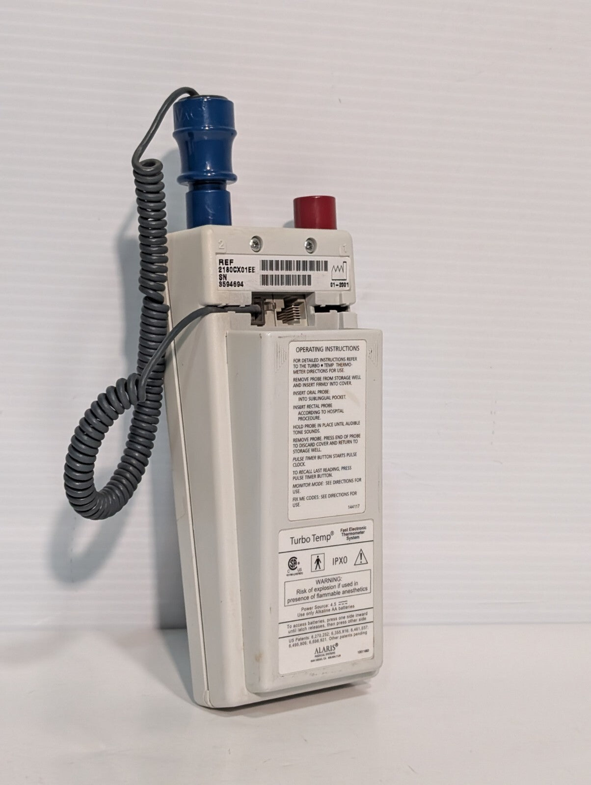 Alaris 2180CX01EE IVAC TurboTemp Electronic Fast Thermometer, Blue Probe Sensor