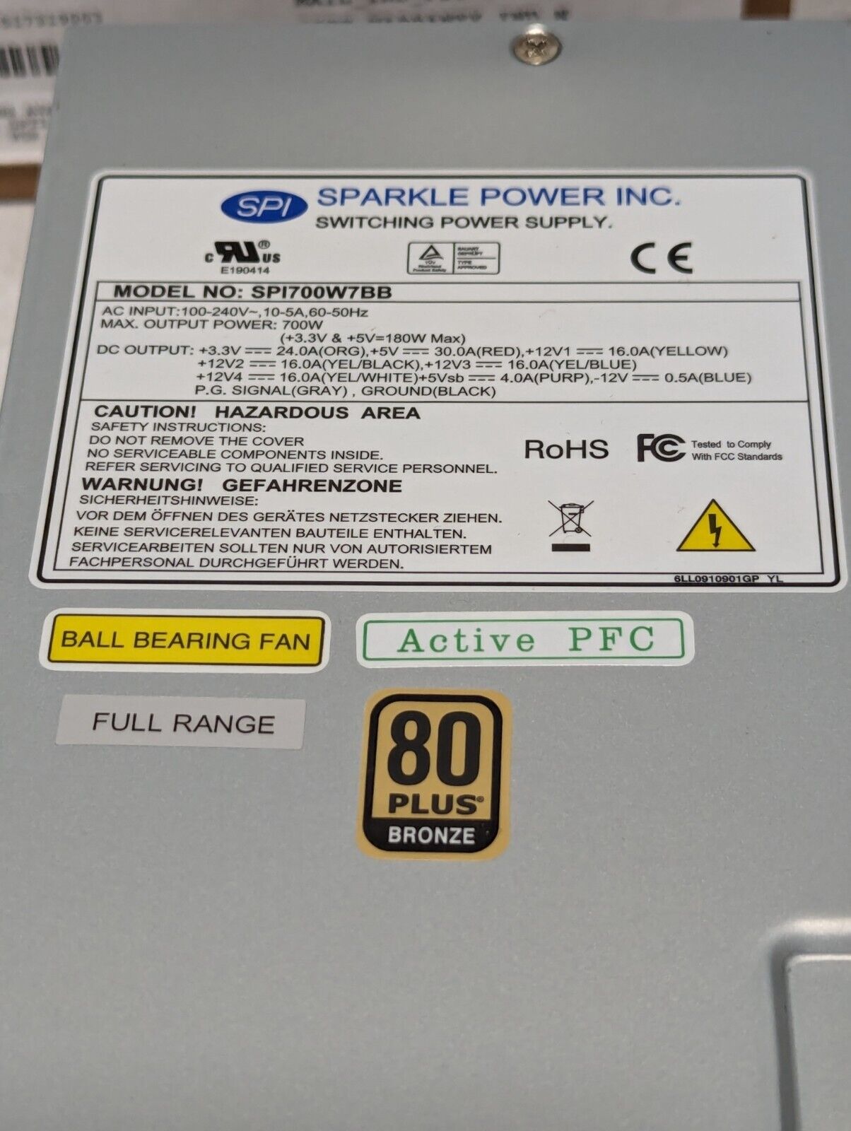 Sparkle Power 700-Watt  Supply Active Factor Correction SPI700W7BB - Free Ship