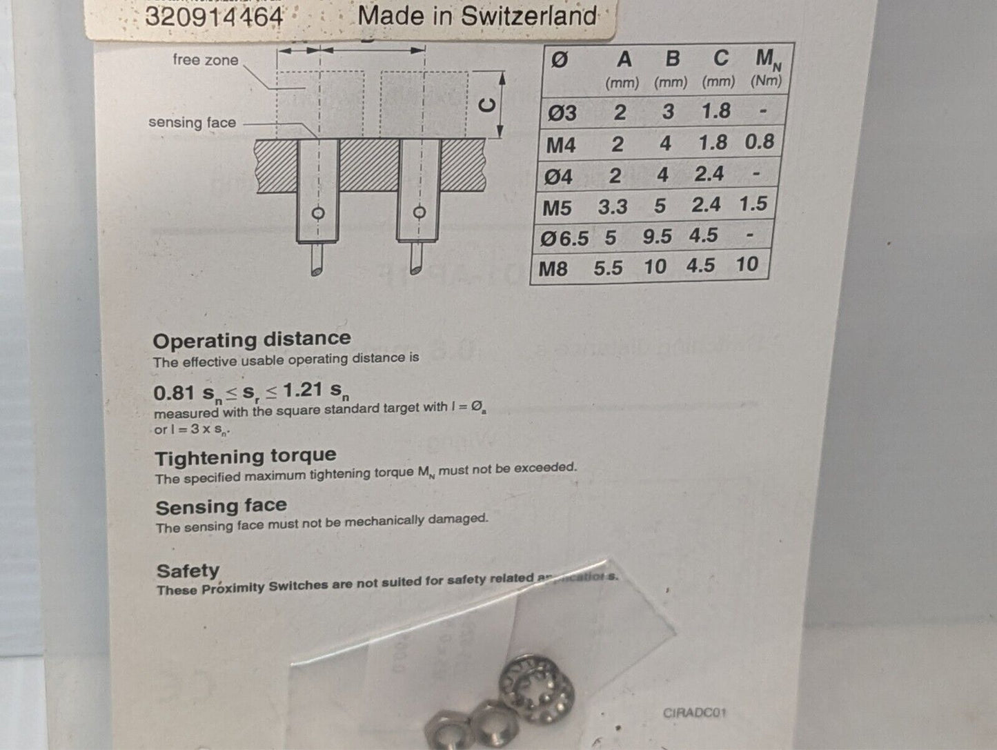 Automation Direct PD1/AP-1F Inductive Proximity Sensor, M8 3-Pin, PNP, NO, D:5mm