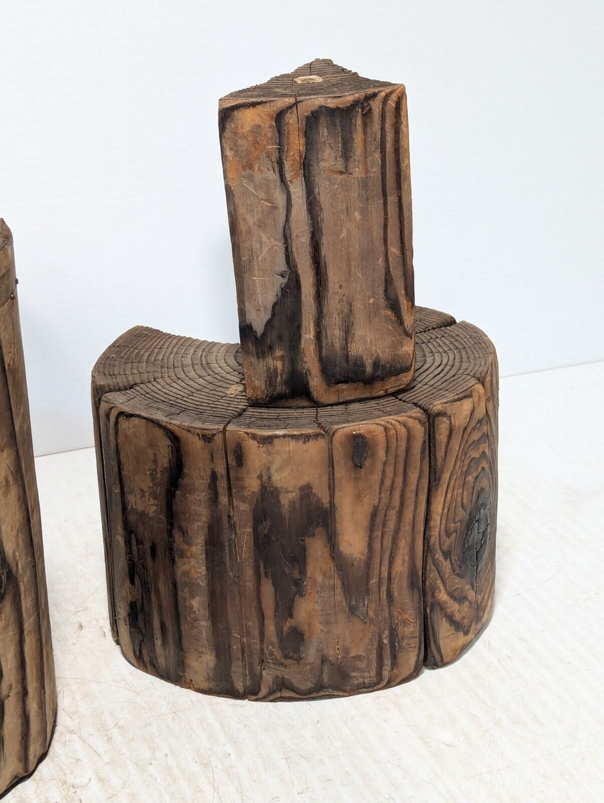 3 Piece Rustic Log Stools \ Tables, Beautifully Weathered - Free Shipping