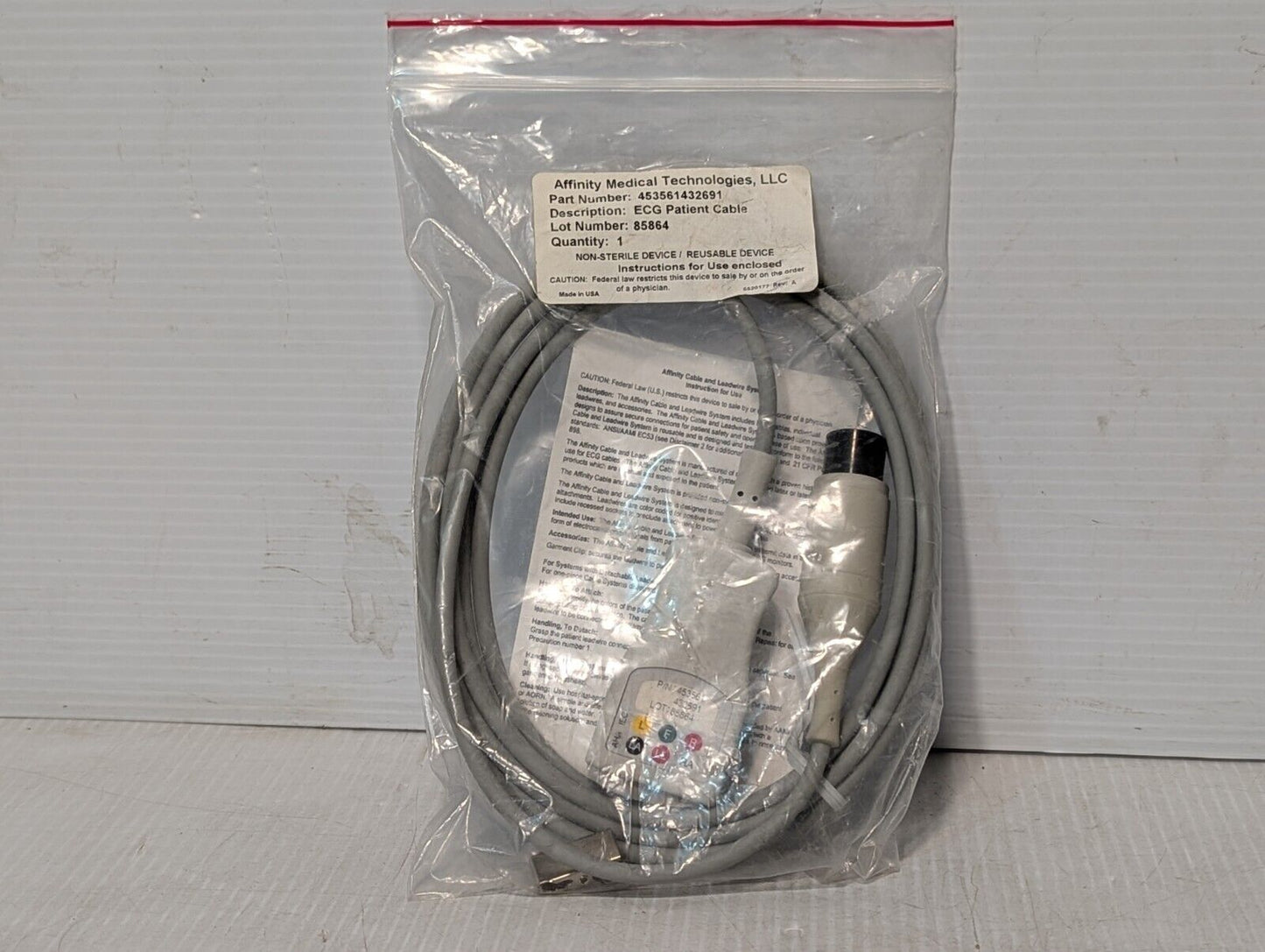 Affinity 453561432691 ECG Patient Cable, 3-Lead, 6 Pin, Philips Compatible