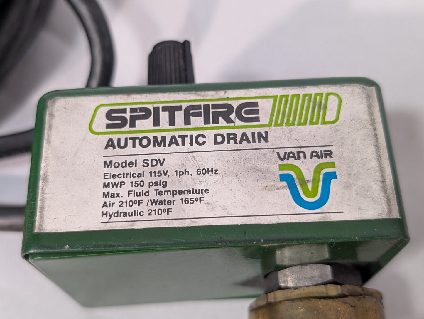 Van Air Spitfire SDV Solenoid Automatic Drain Valve, 1-15 Min. Cycle Timer, 115V