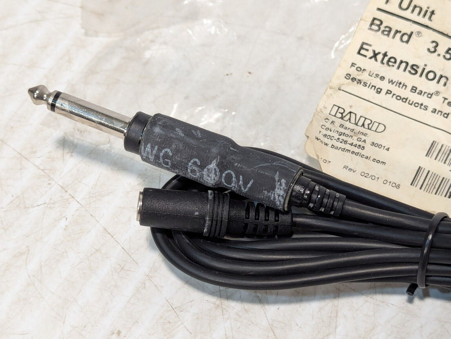 Bard 153622 3.5mm to 1/4 inch Dual Connector Medical Extension Cable - Free Ship