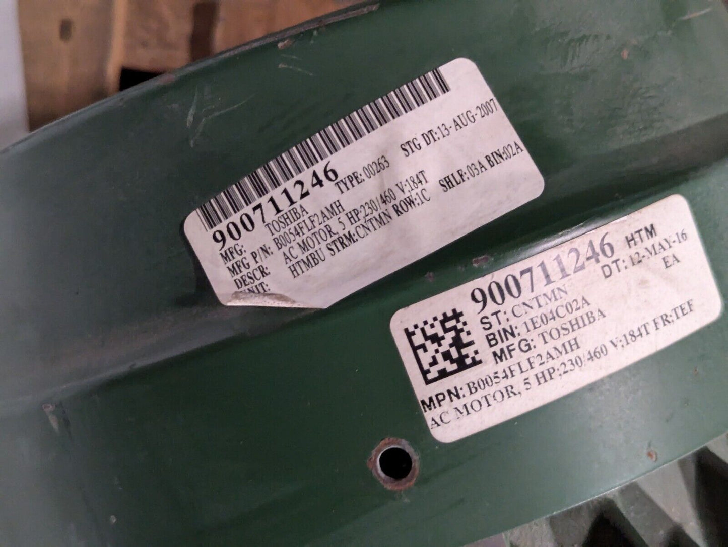 Toshiba B0054FLF2AMH03, 5 HP Motor, 1735 RPM, 230/460 V, 3 Ph, TEFC Fr, 60 Hz