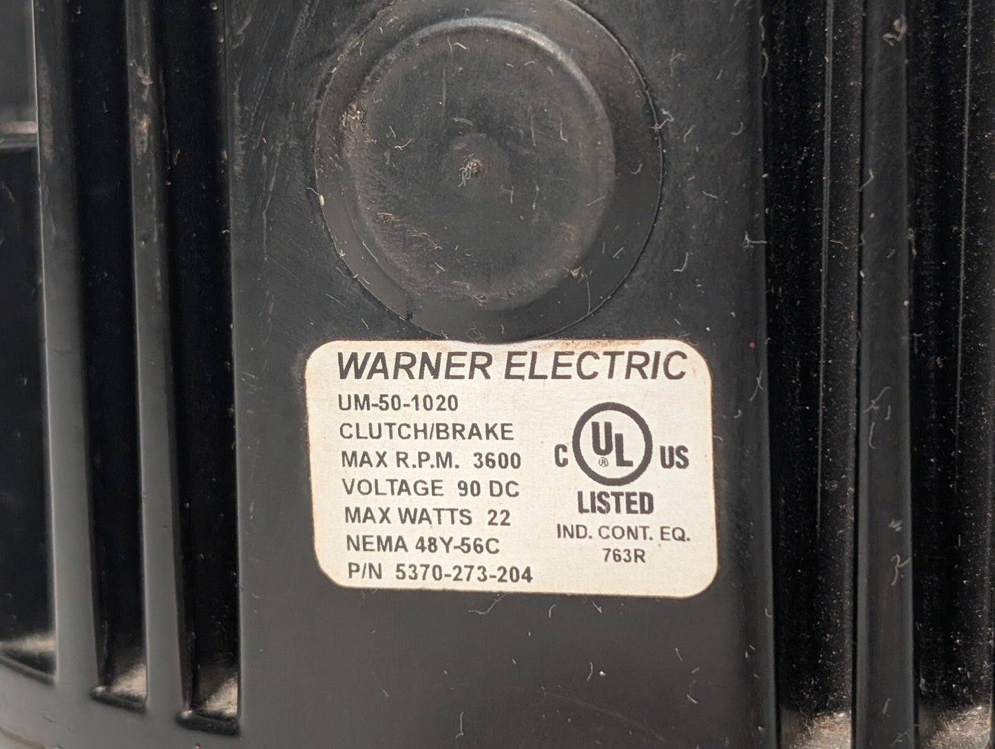 Warner Electric 5370-273-204, UM-50-1020 Clutch, Brake 90VDC, 3600RPM Max, 22W