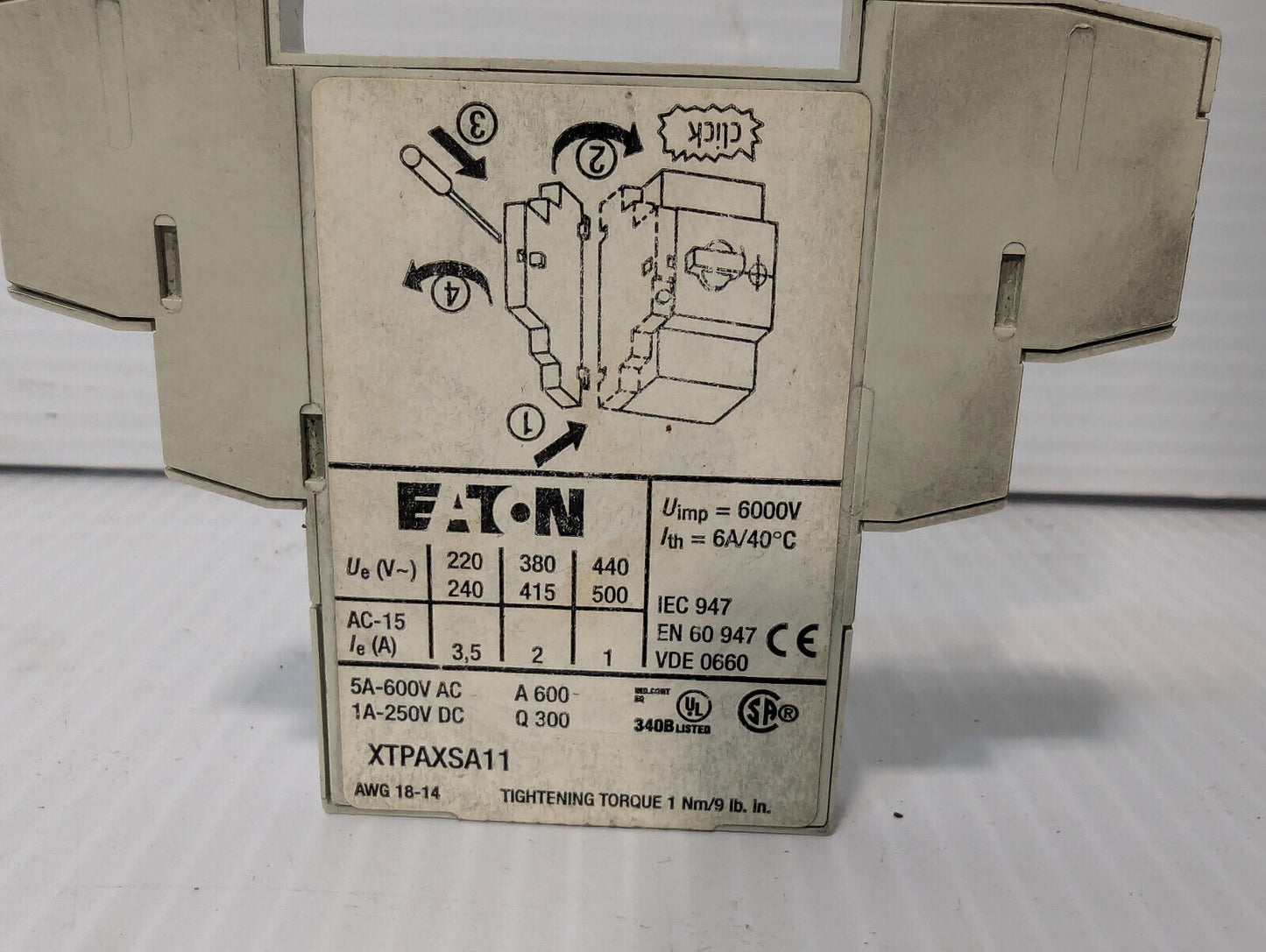 Lot of 2: Eaton XTPAXSA11 Motor Control Auxilary Contact -Free Shipping