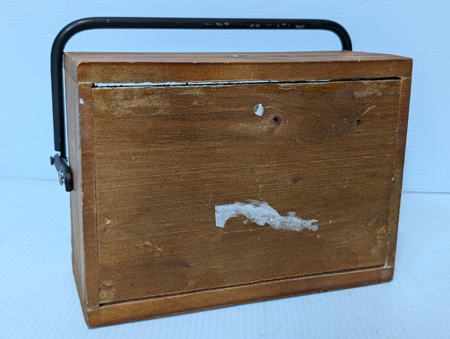 Vintage Wooden Work Mens Tool Box, Carrier with Iron Handles - Free Shipping