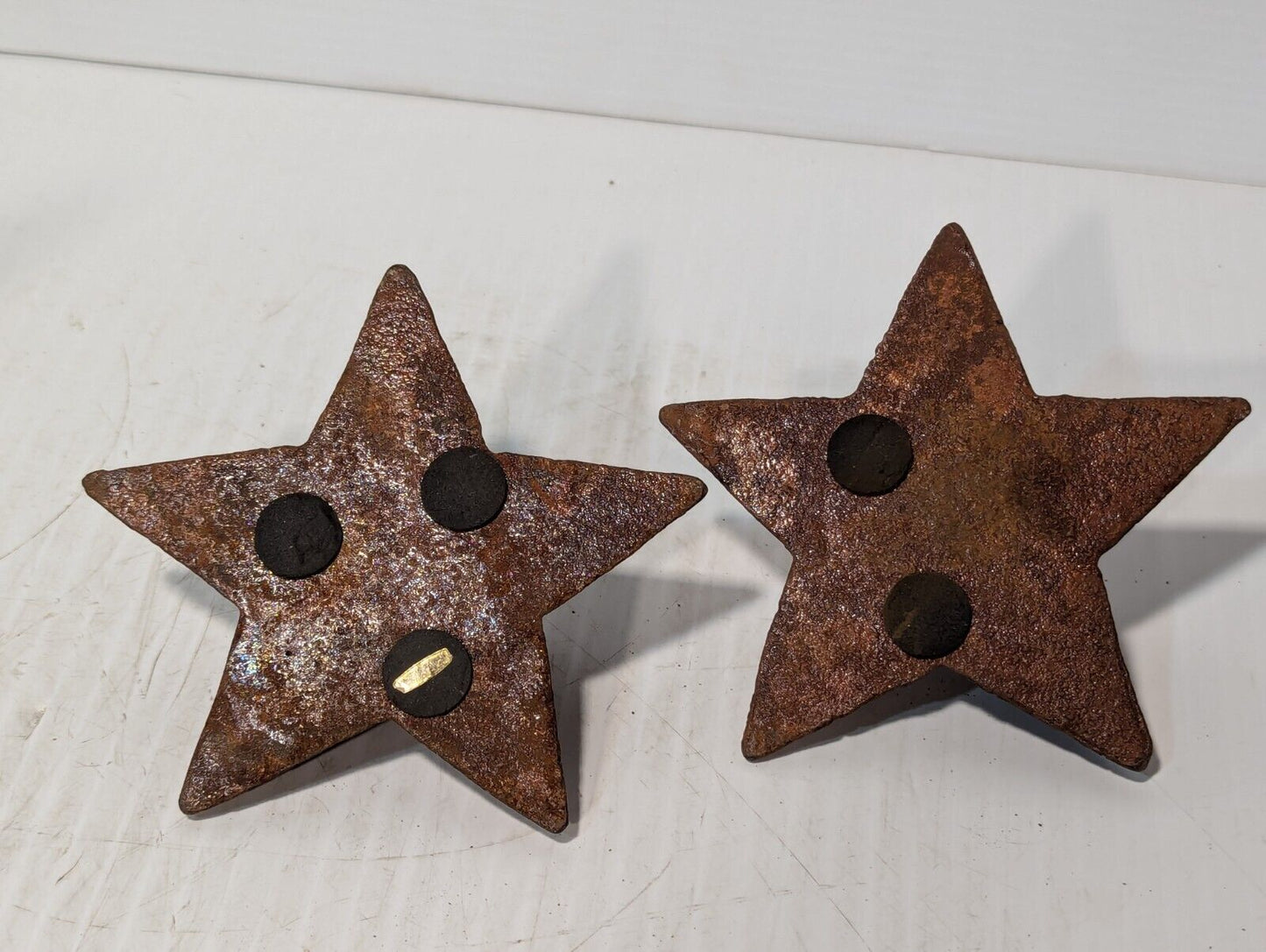 Set of 2 Antique Star-Shaped Rustic Christmas Candle Holders - Free Shipping