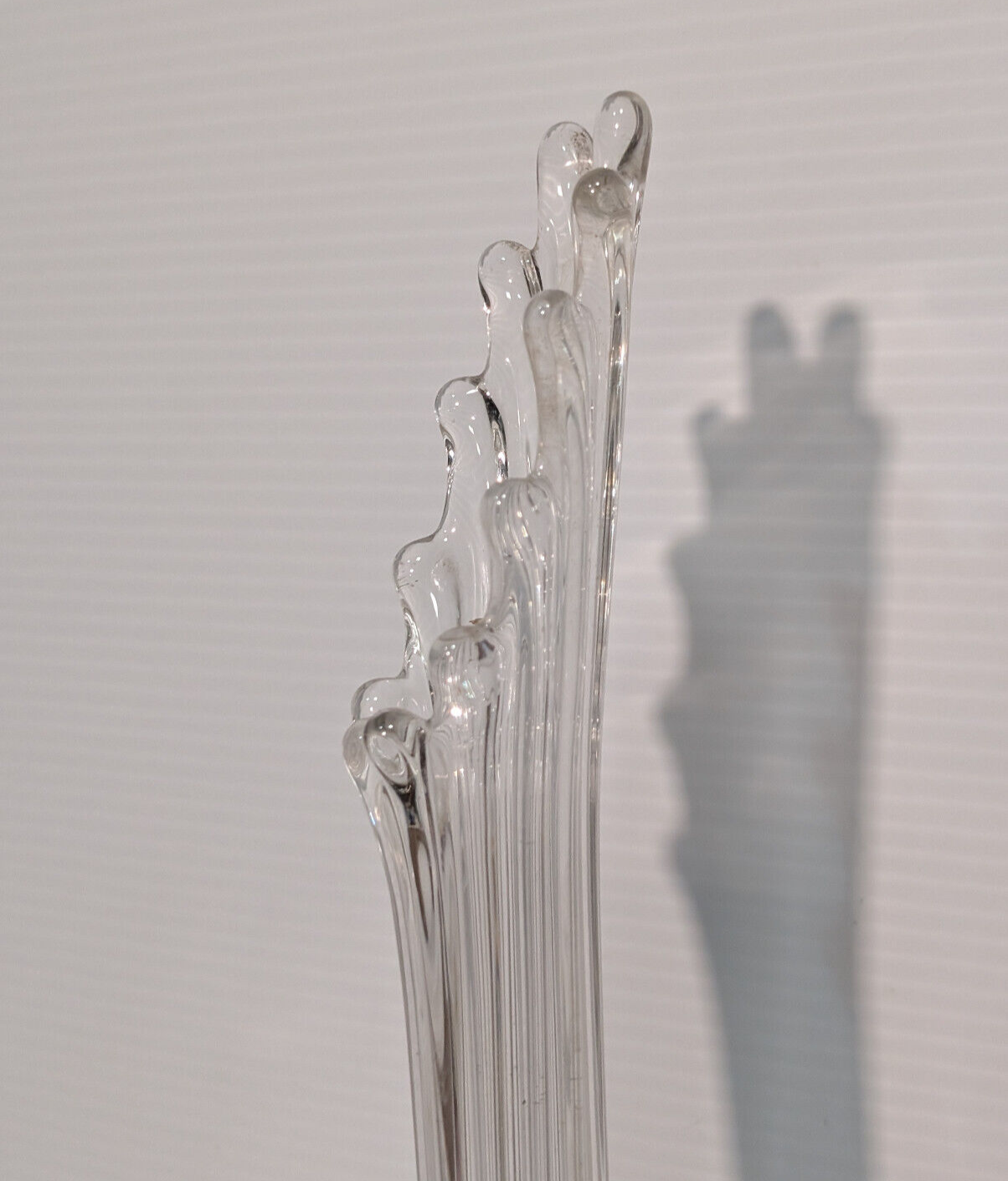 Vintage Clear Crystal Vase Stretch Swung Glass Splash Long Stem 17.5"